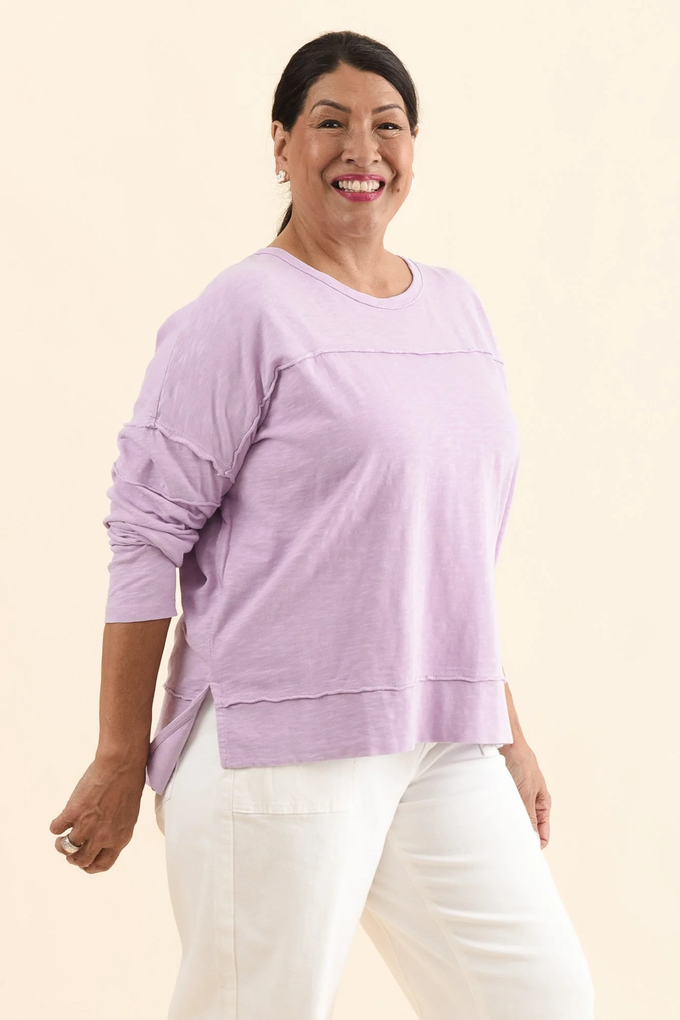 Jayne Lilac Cotton Throw On Top - Image 4