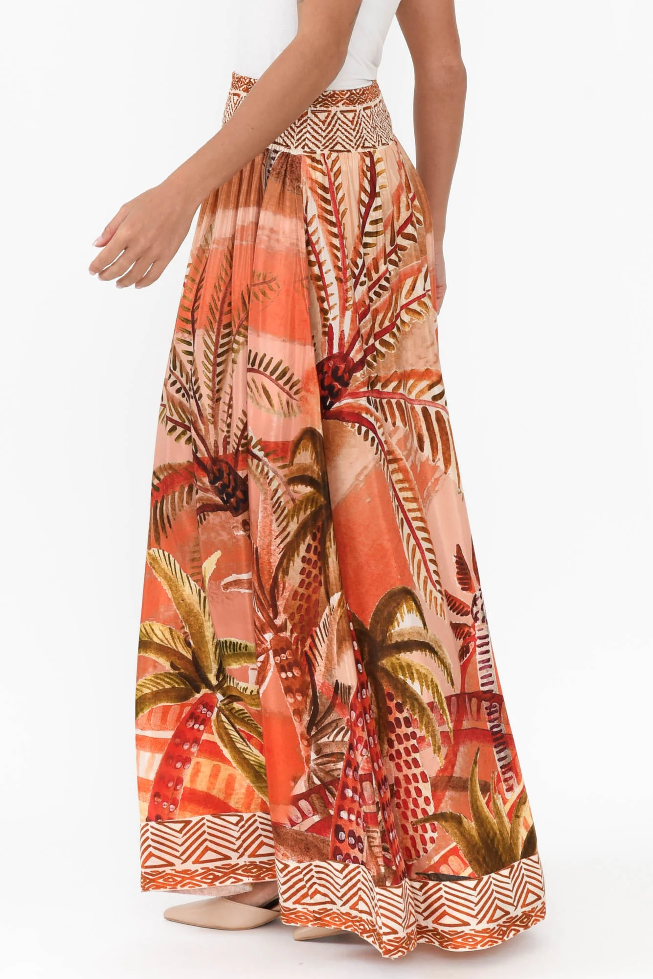 Jeannie Orange Palm Maxi Skirt - Image 4
