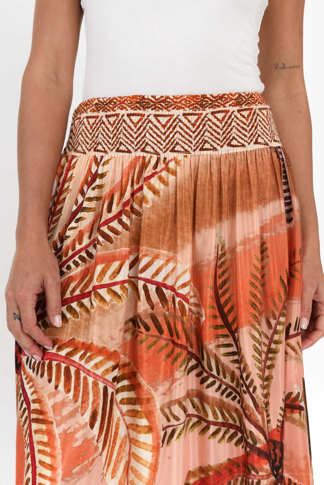 Jeannie Orange Palm Maxi Skirt - Image 7