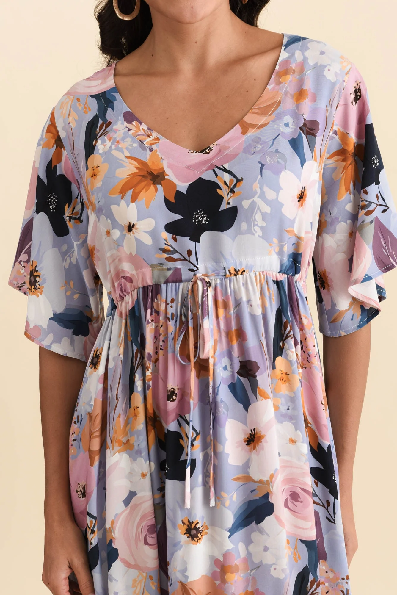 Jennifer Purple Garden Flutter Sleeve Dress - Image 5