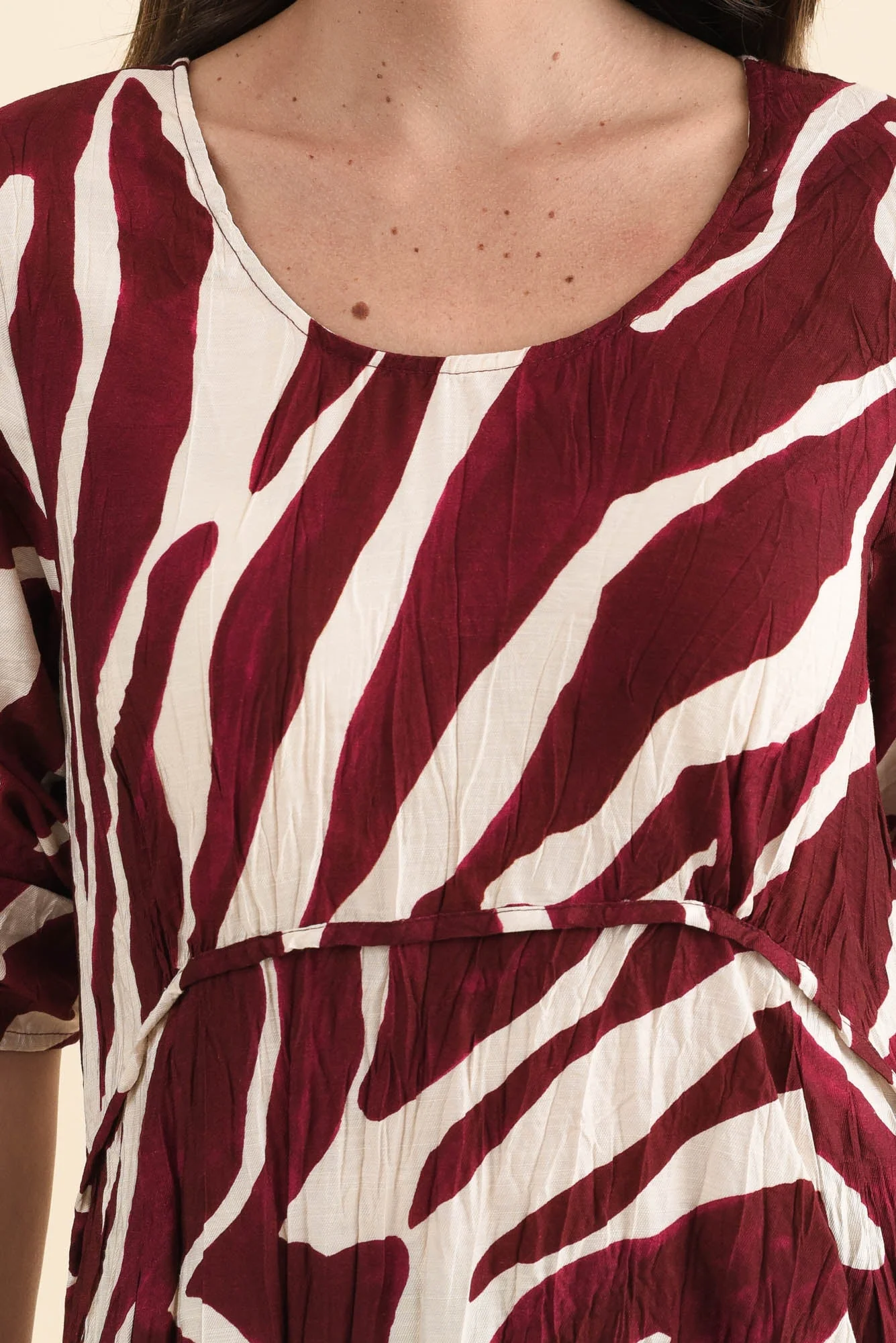 Juna Burgundy Abstract Crescent Dress - Image 5