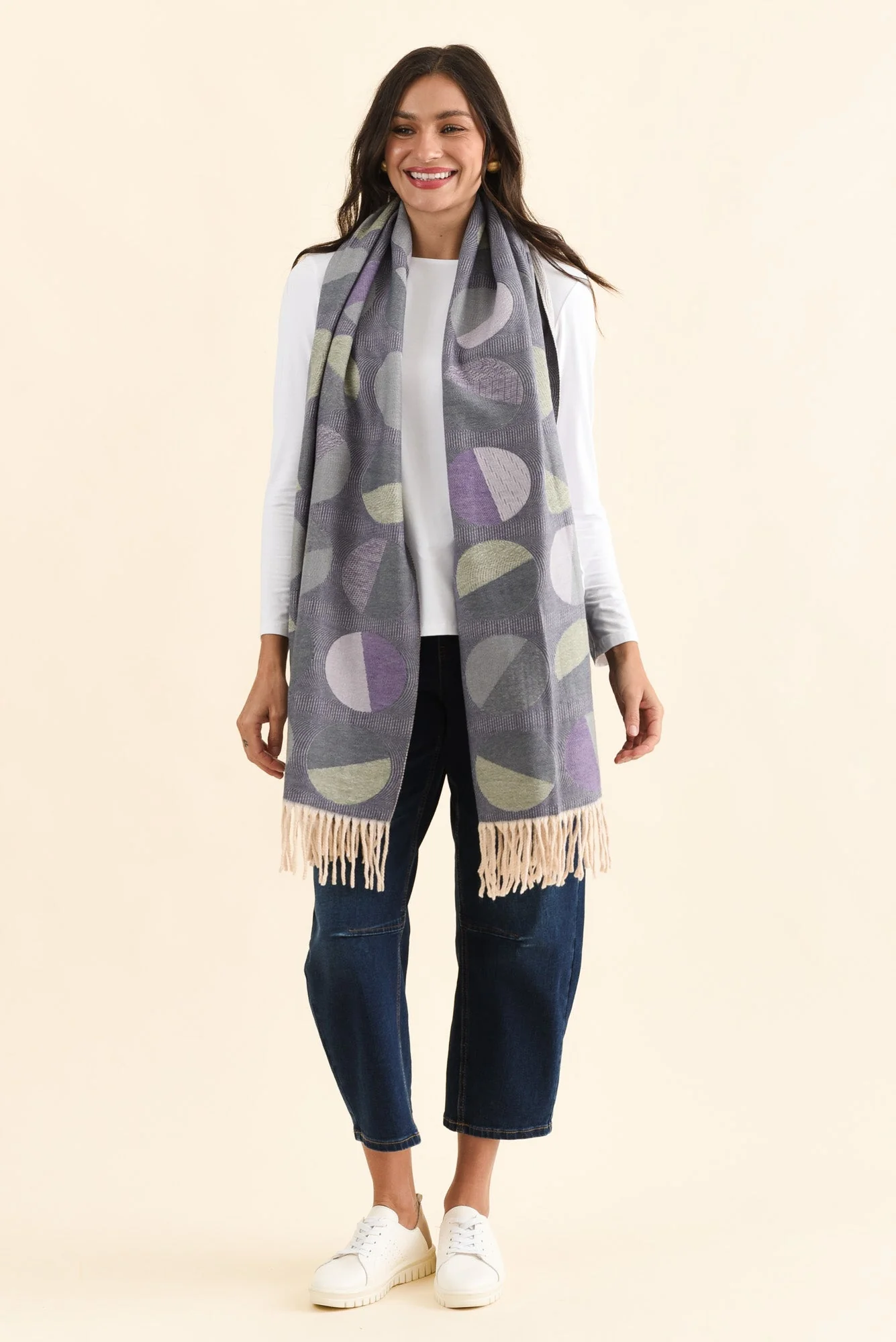 Kindra Indigo Geo Tassel Scarf - Image 2