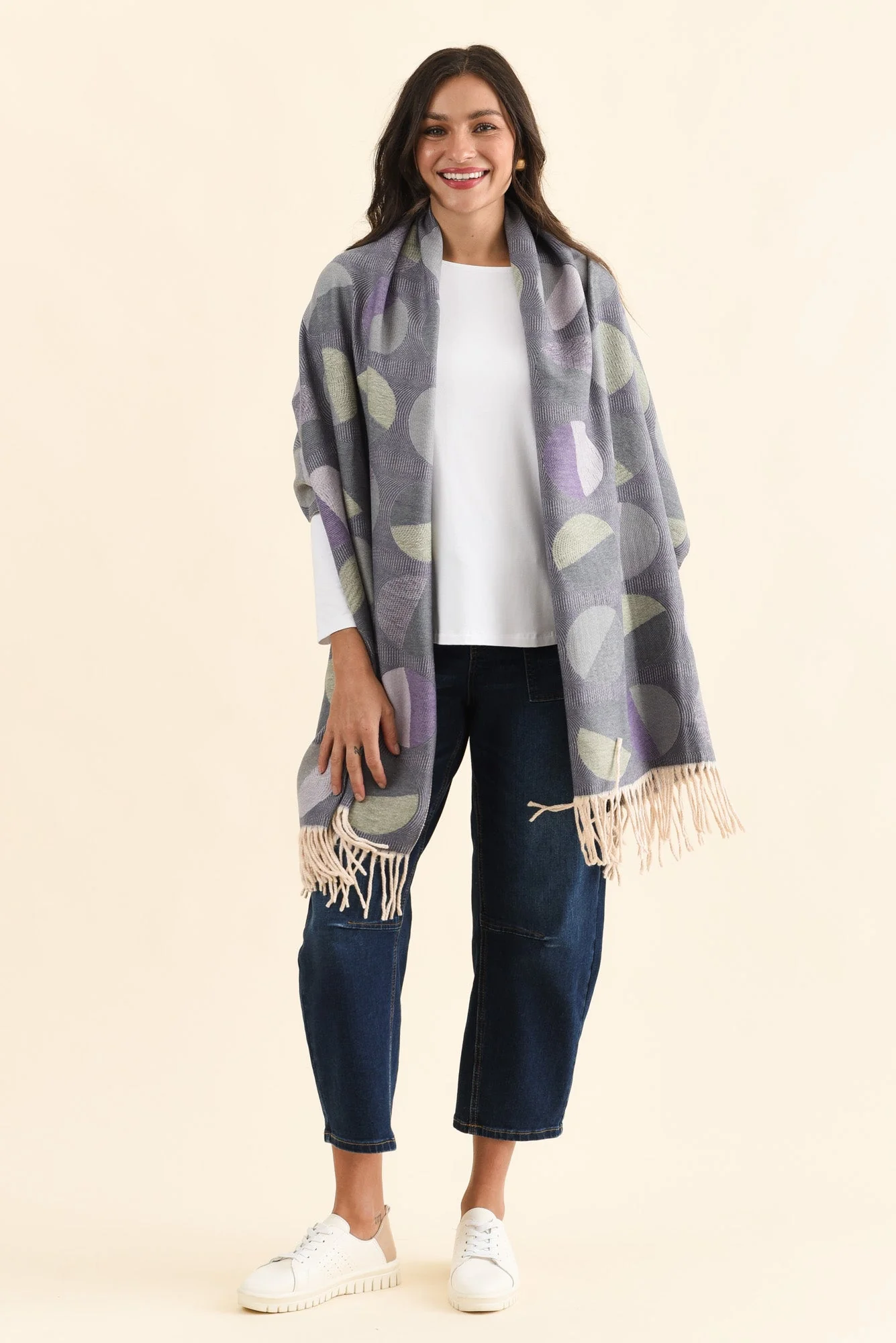 Kindra Indigo Geo Tassel Scarf - Image 3