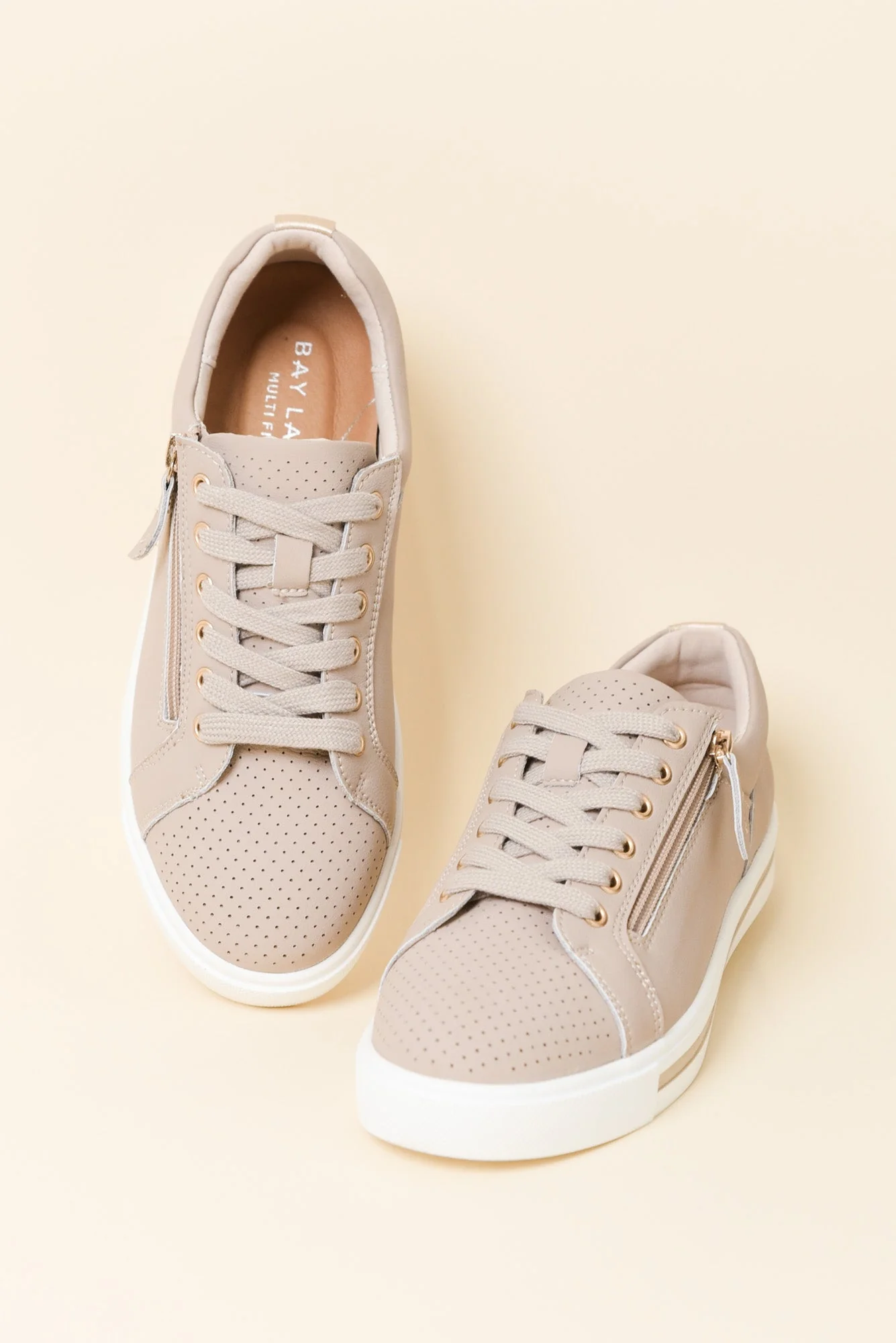 Koko Nude Leather Zip Sneaker - Image 2