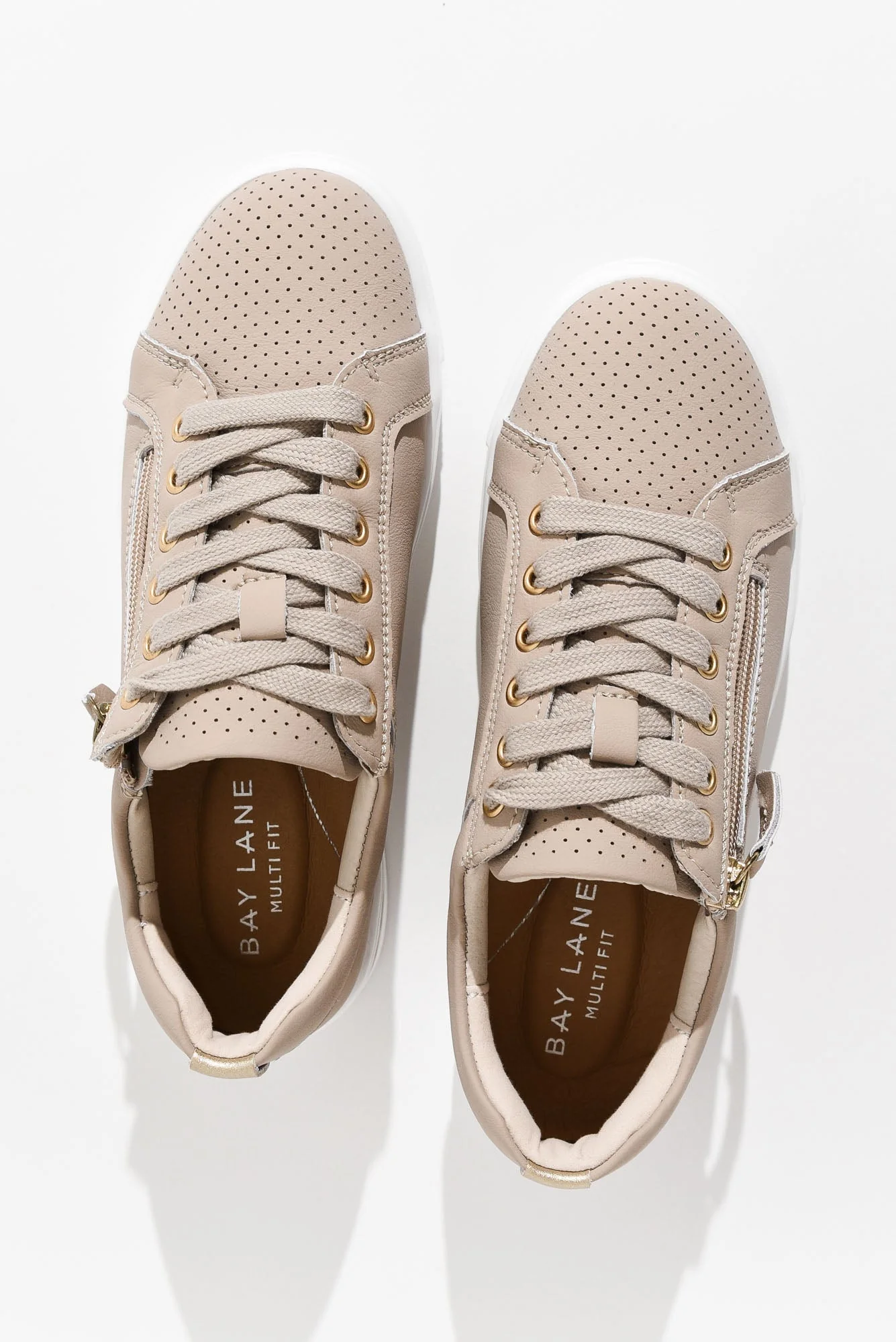 Koko Nude Leather Zip Sneaker - Image 4