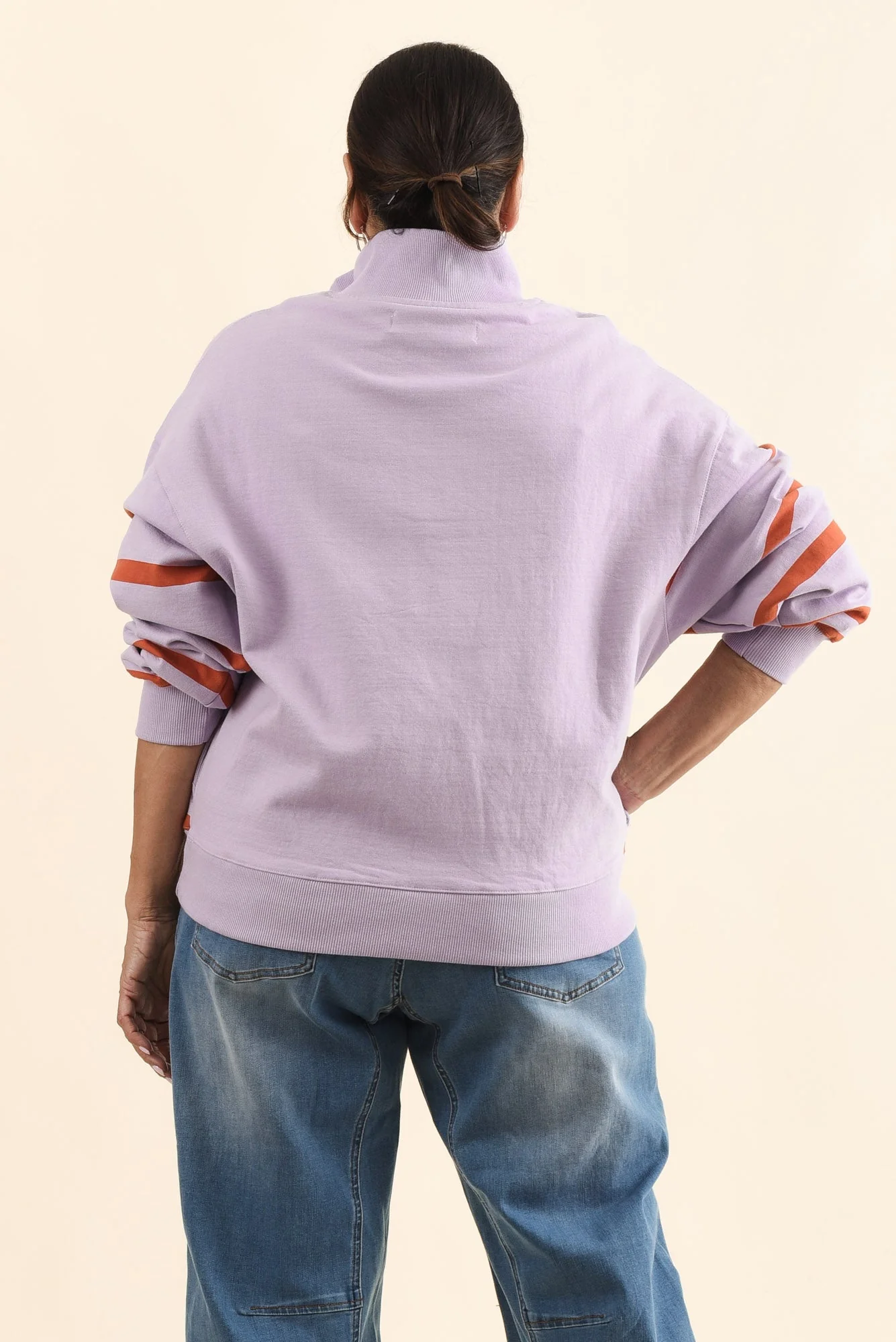 Lane Lilac Stripe Half Zip Sweatshirt - Image 4