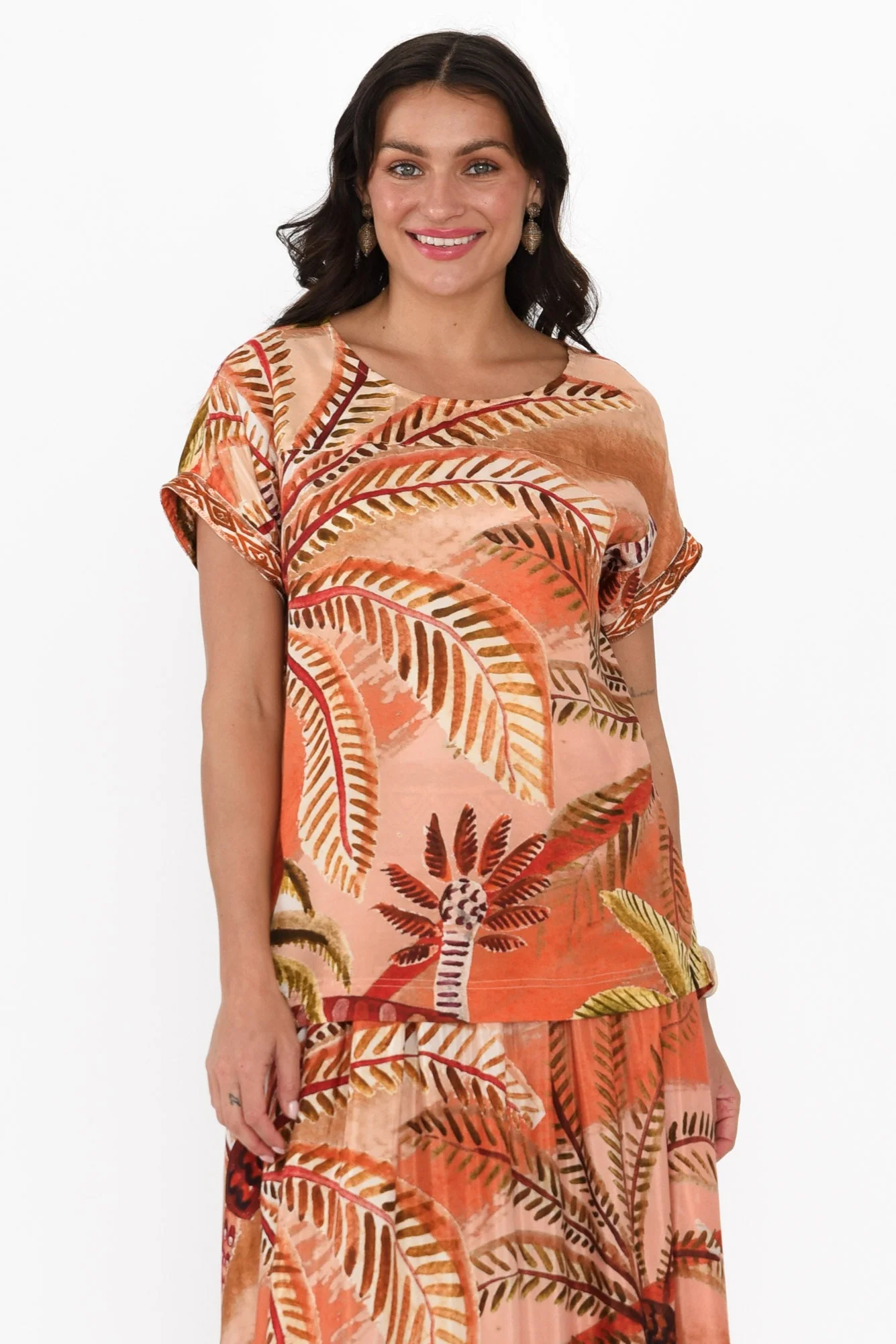 Laszlo Orange Palm Boatneck Tee