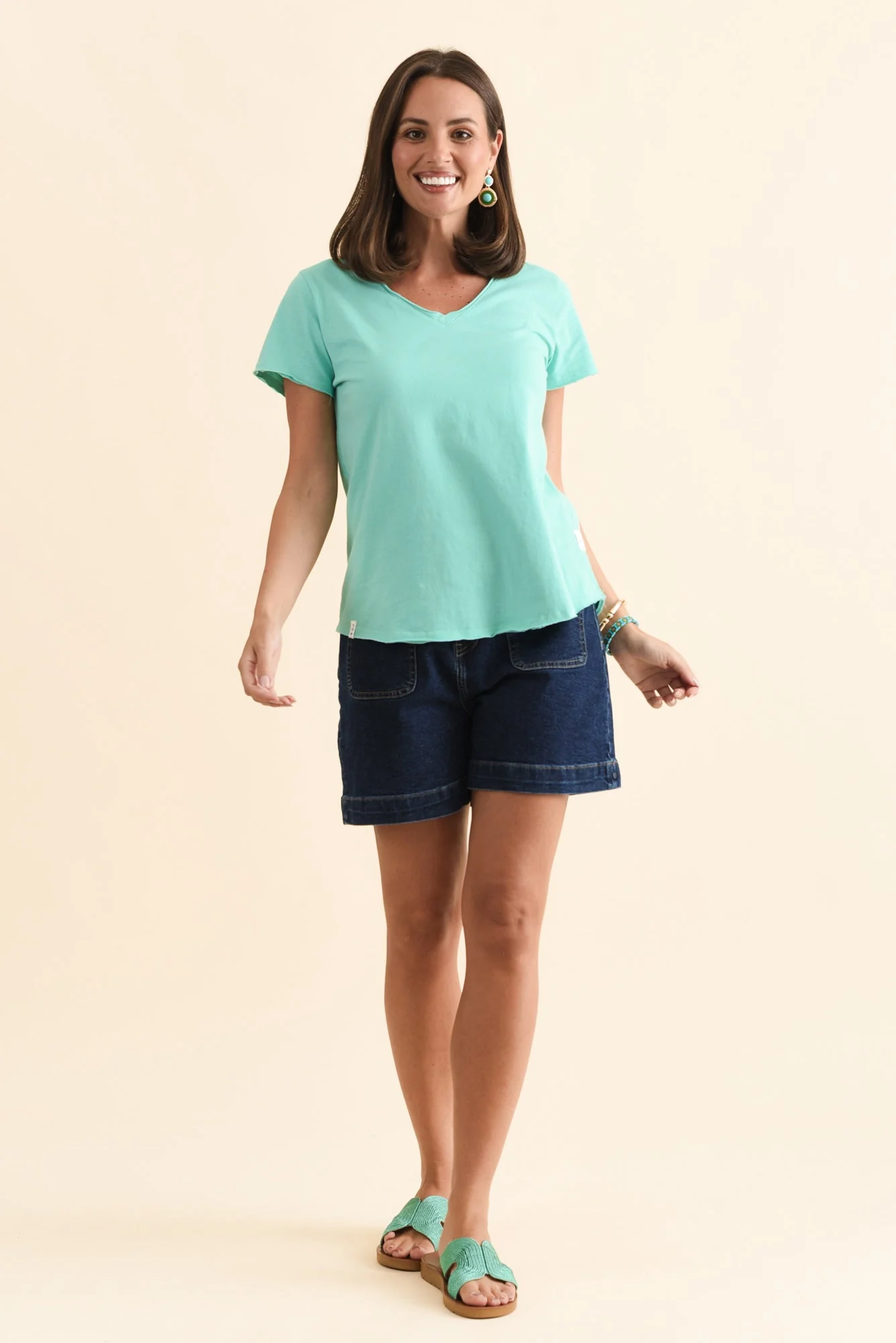 Lennox Dark Blue Denim Stretch Shorts - Image 2