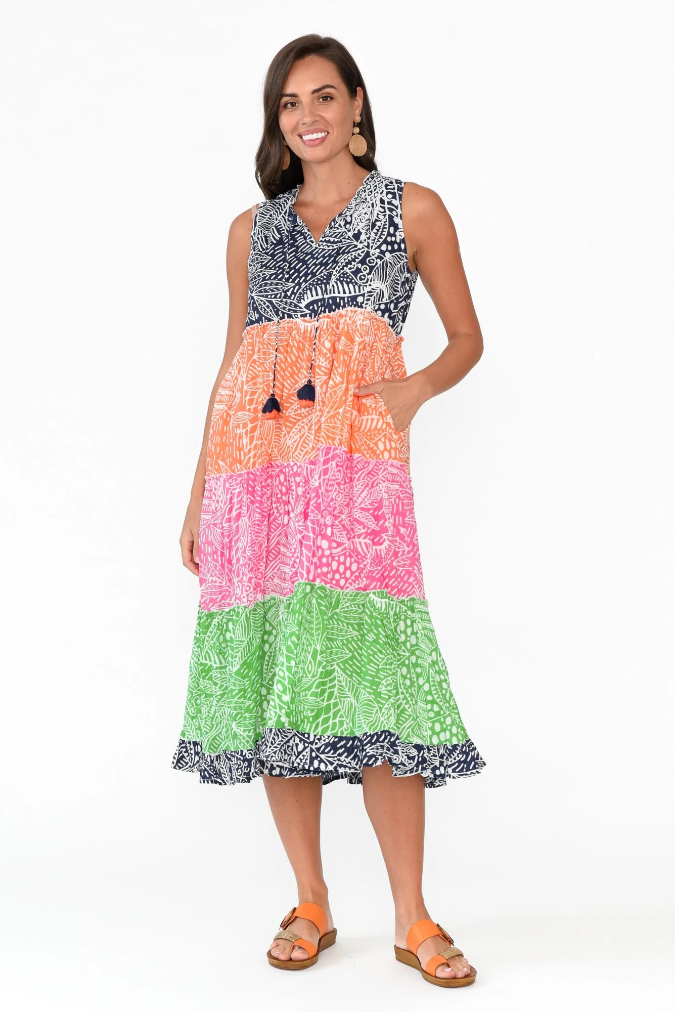 Leros Multi Stripe Organic Cotton Midi Dress - Image 2