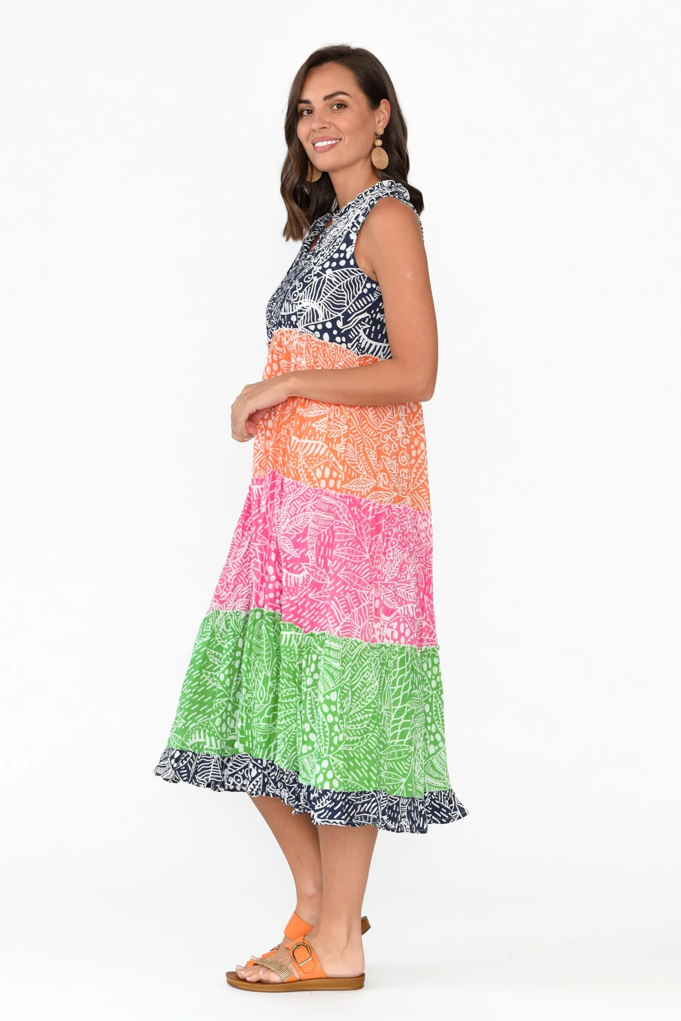 Leros Multi Stripe Organic Cotton Midi Dress - Image 4