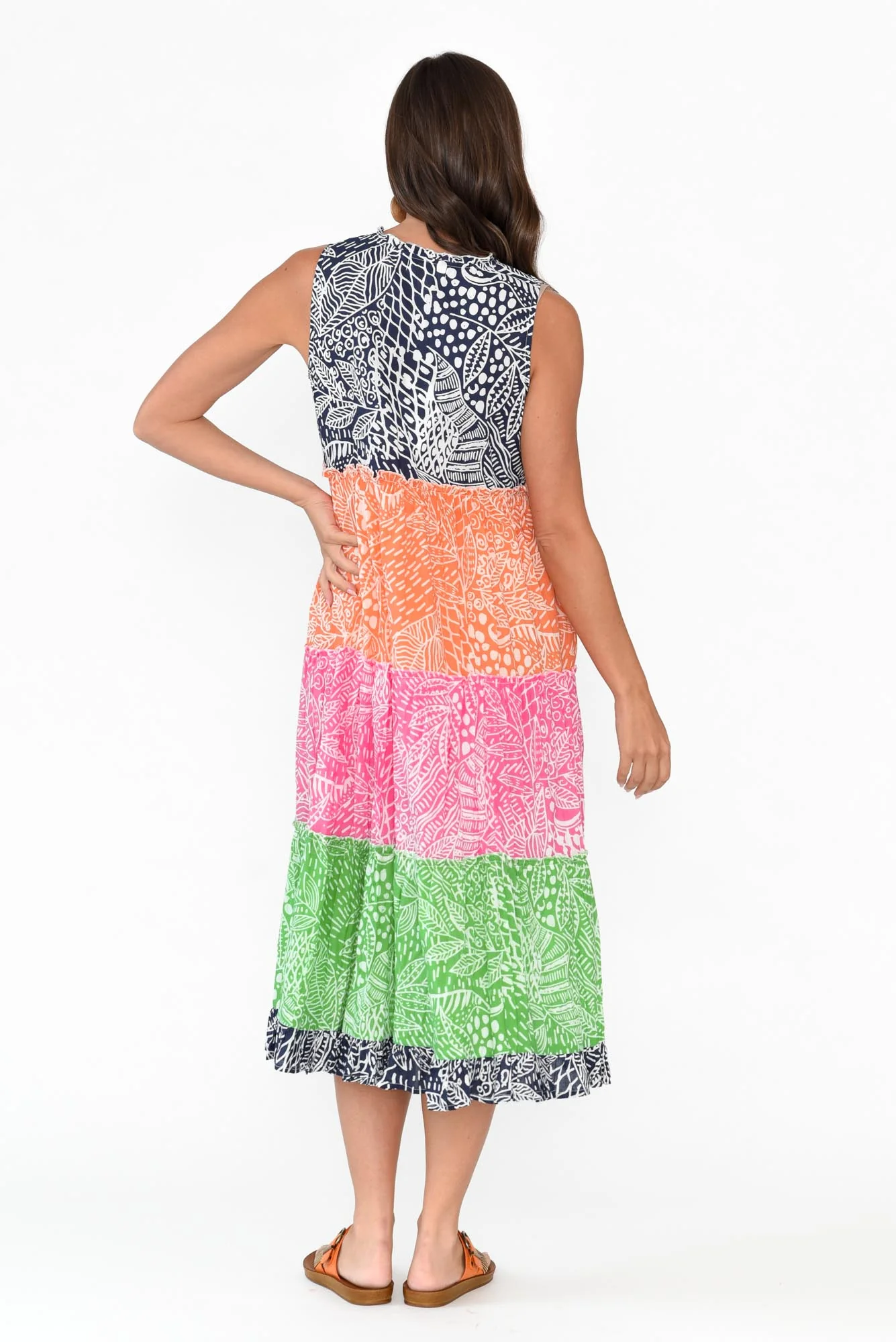 Leros Multi Stripe Organic Cotton Midi Dress - Image 5