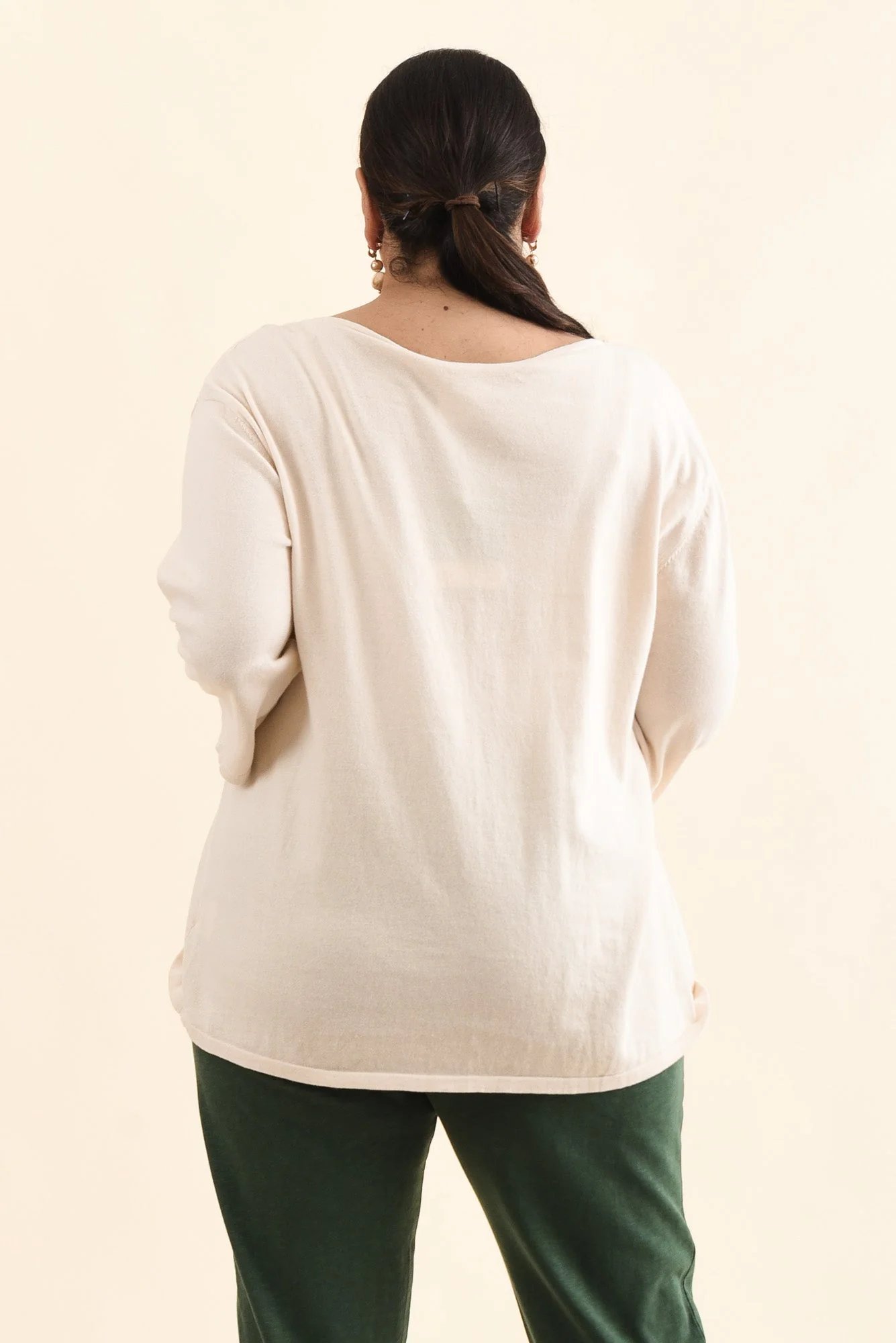 Liberty Beige Cotton Knit 3/4 Sleeve Top - Image 11
