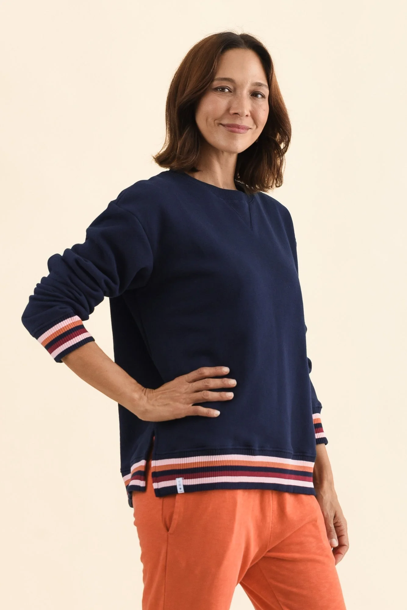 Lili Navy Fleece Trim Sweatshirt - Image 4