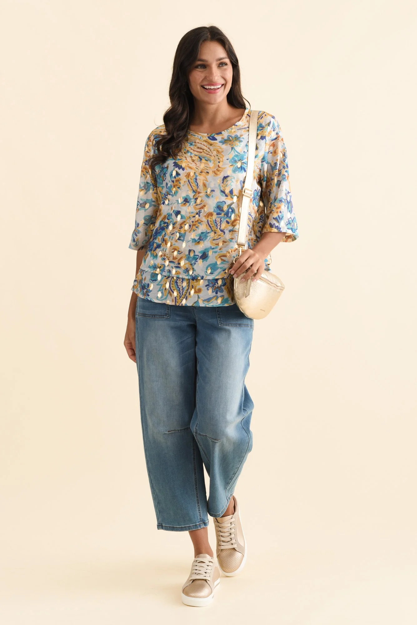 Liora Blue Paisley Foil Layered Top - Image 2