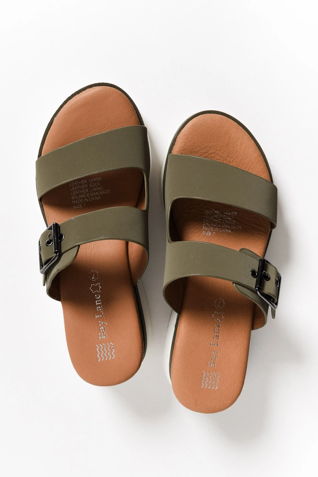 Lyst Olive Leather Buckle Platform Slide - Image 4