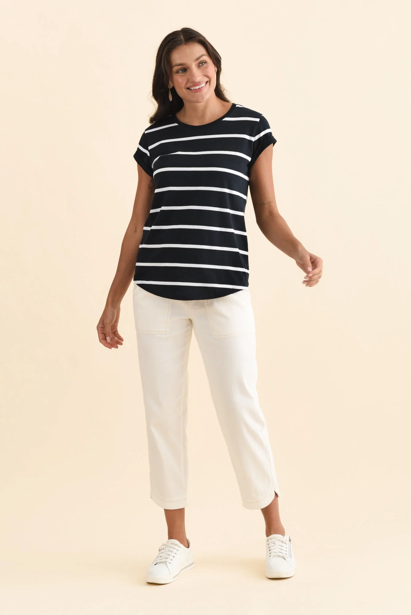 Manly Navy Stripe Cotton Tee - Image 2