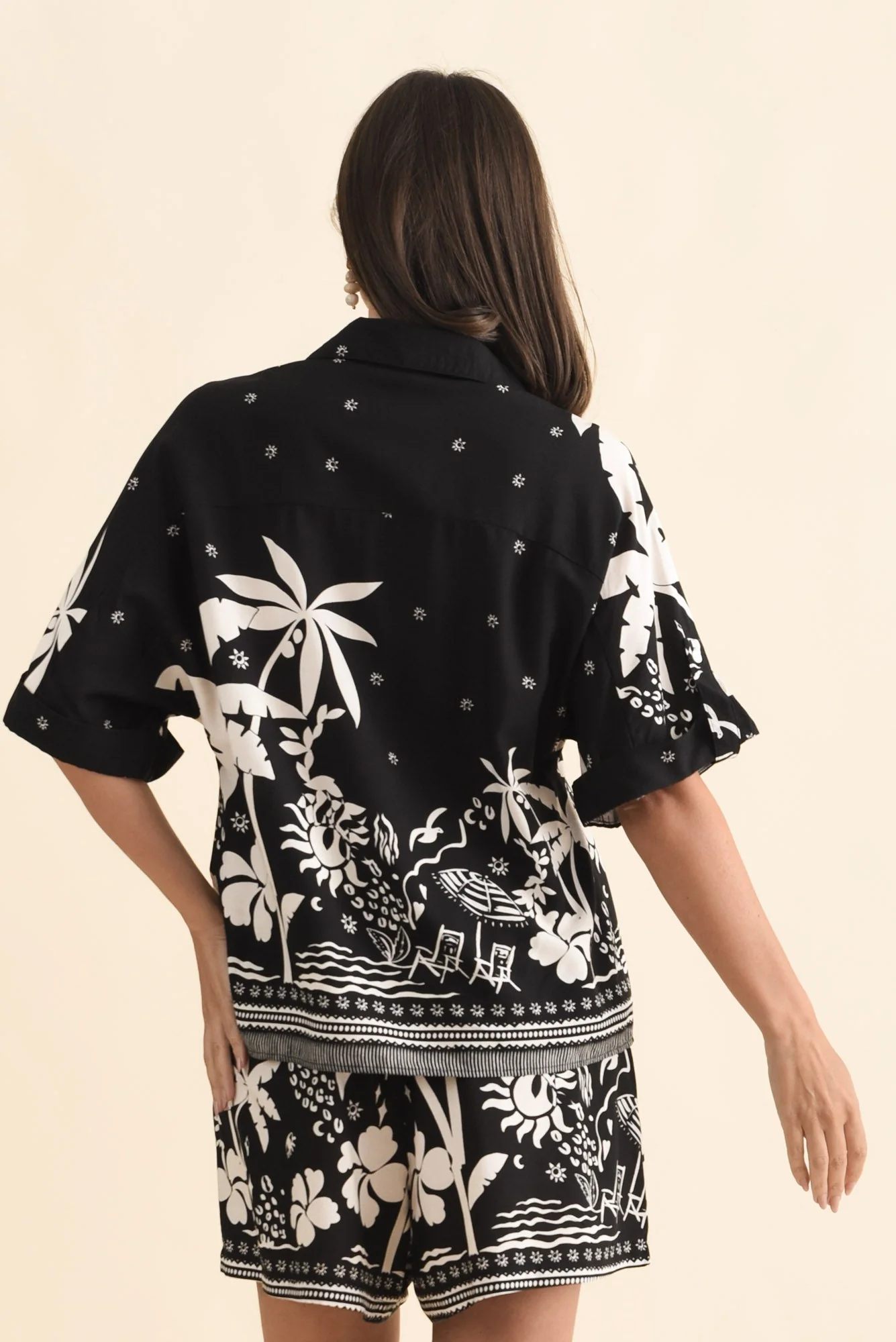 Martine Black Tropical Button Shirt - Image 5