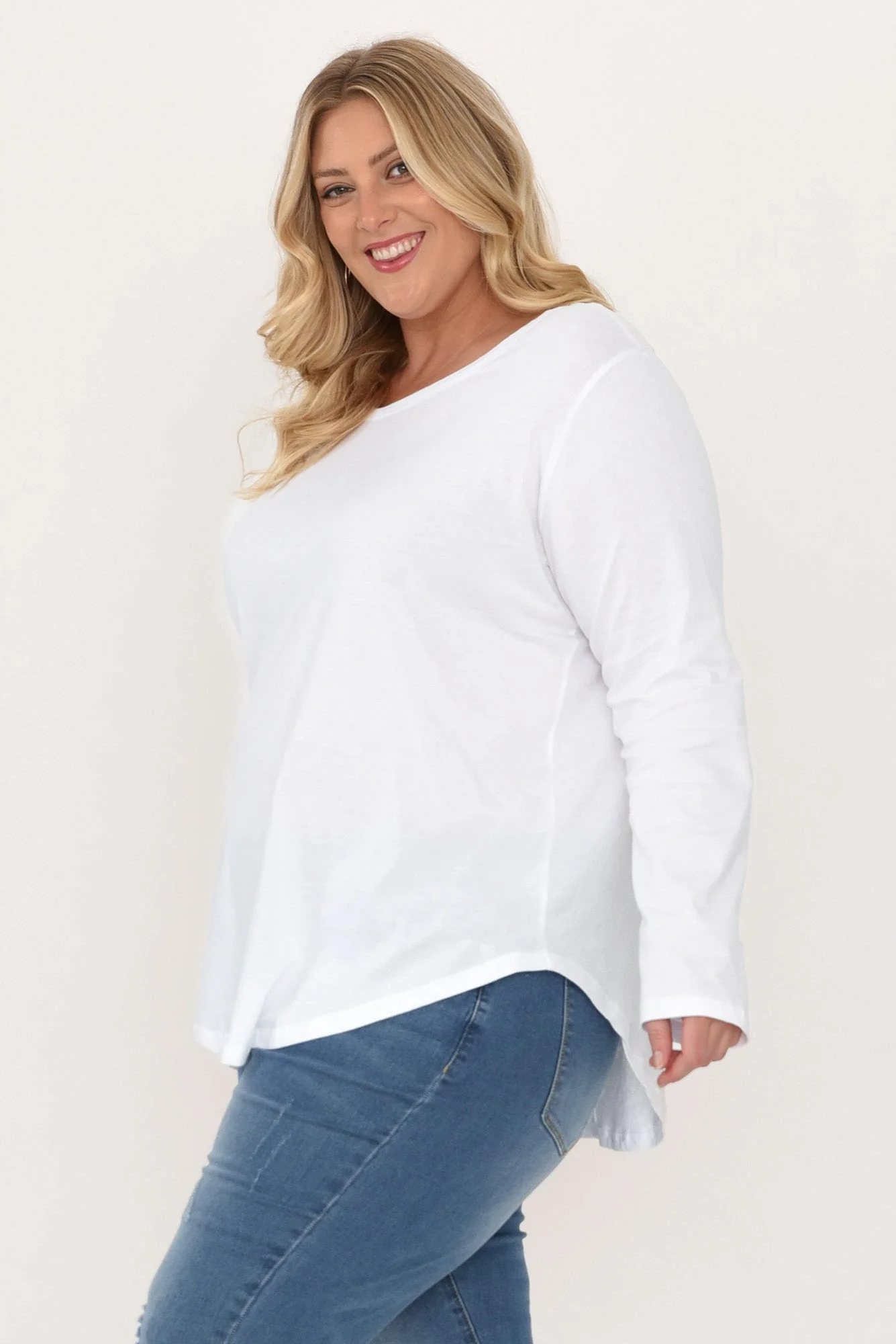 Megan White Cotton Long Sleeve Top - Image 10