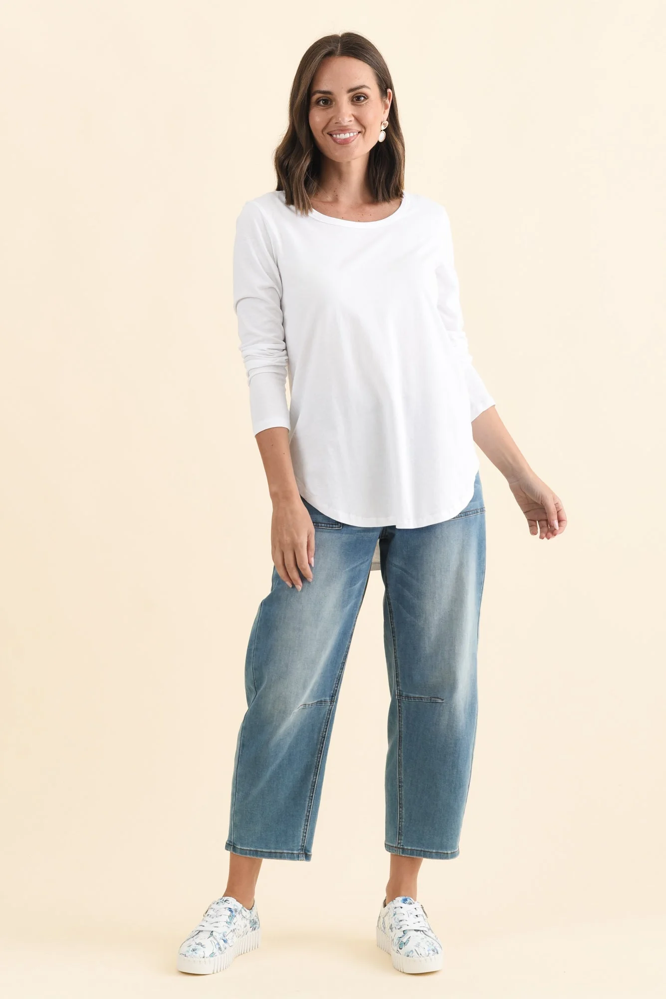 Megan White Cotton Long Sleeve Top - Image 7