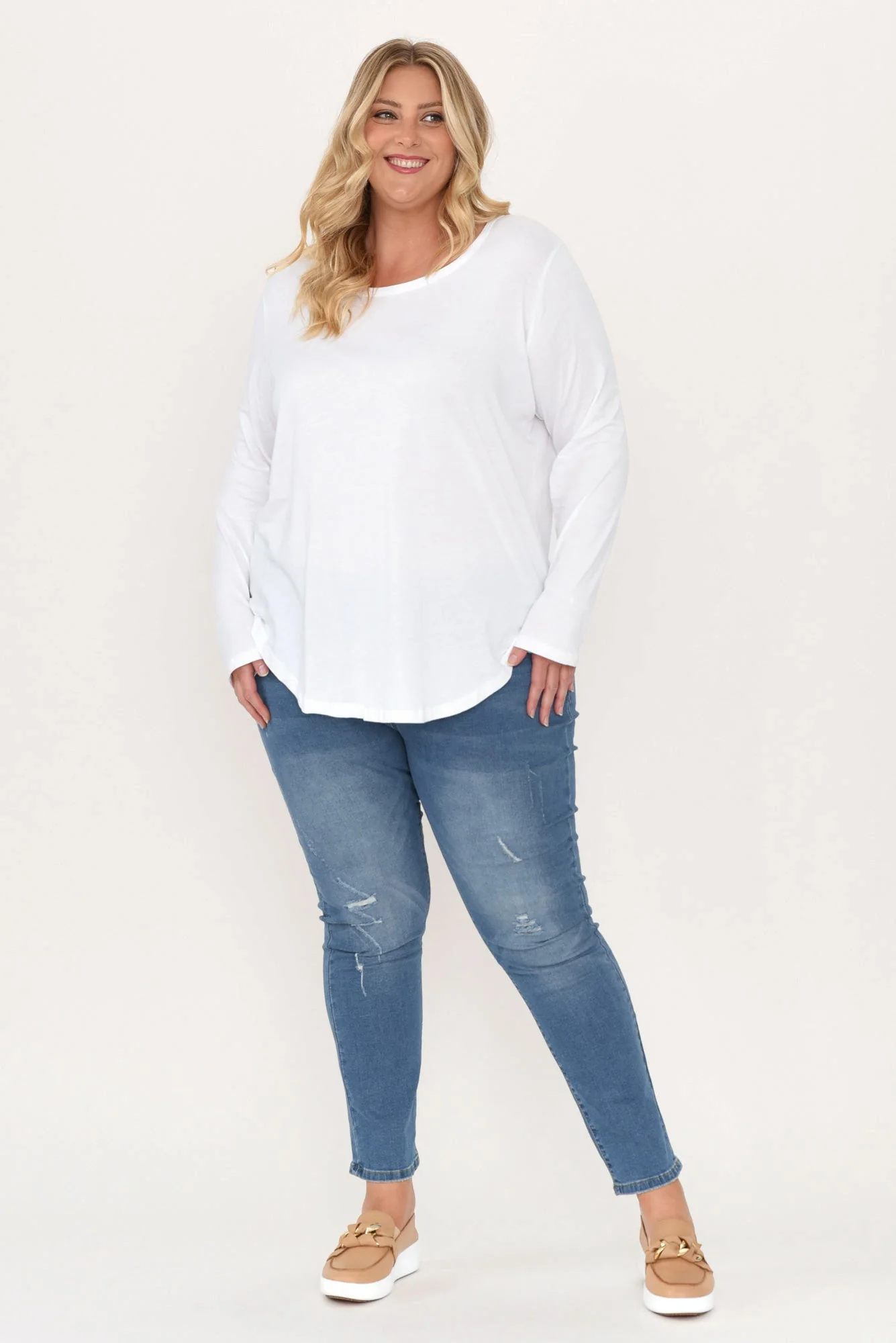 Megan White Cotton Long Sleeve Top - Image 9