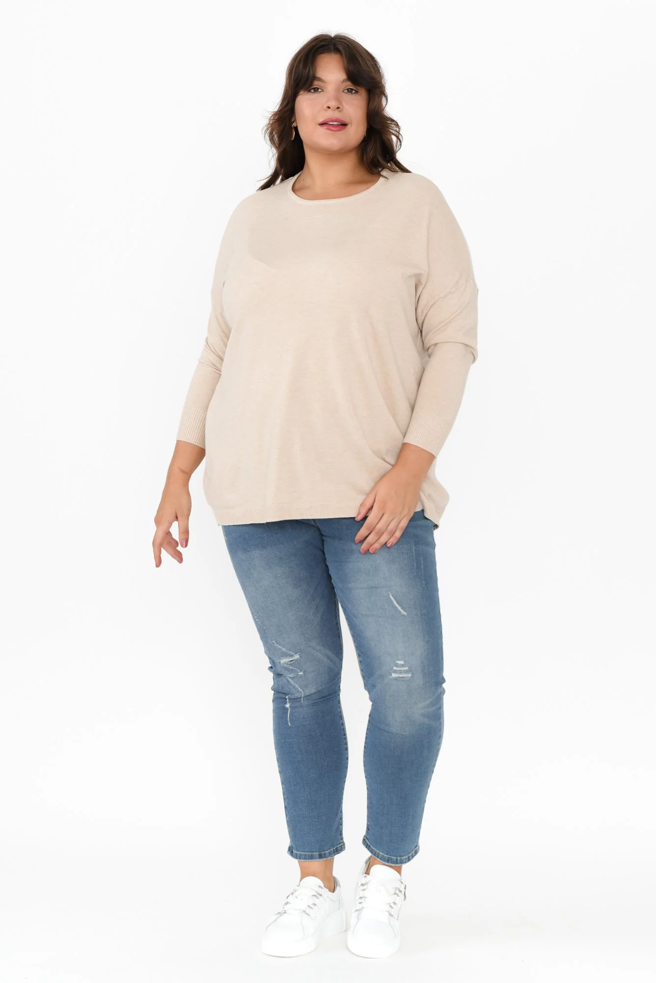 Meryl Beige Wool Blend Drape Jumper - Image 9