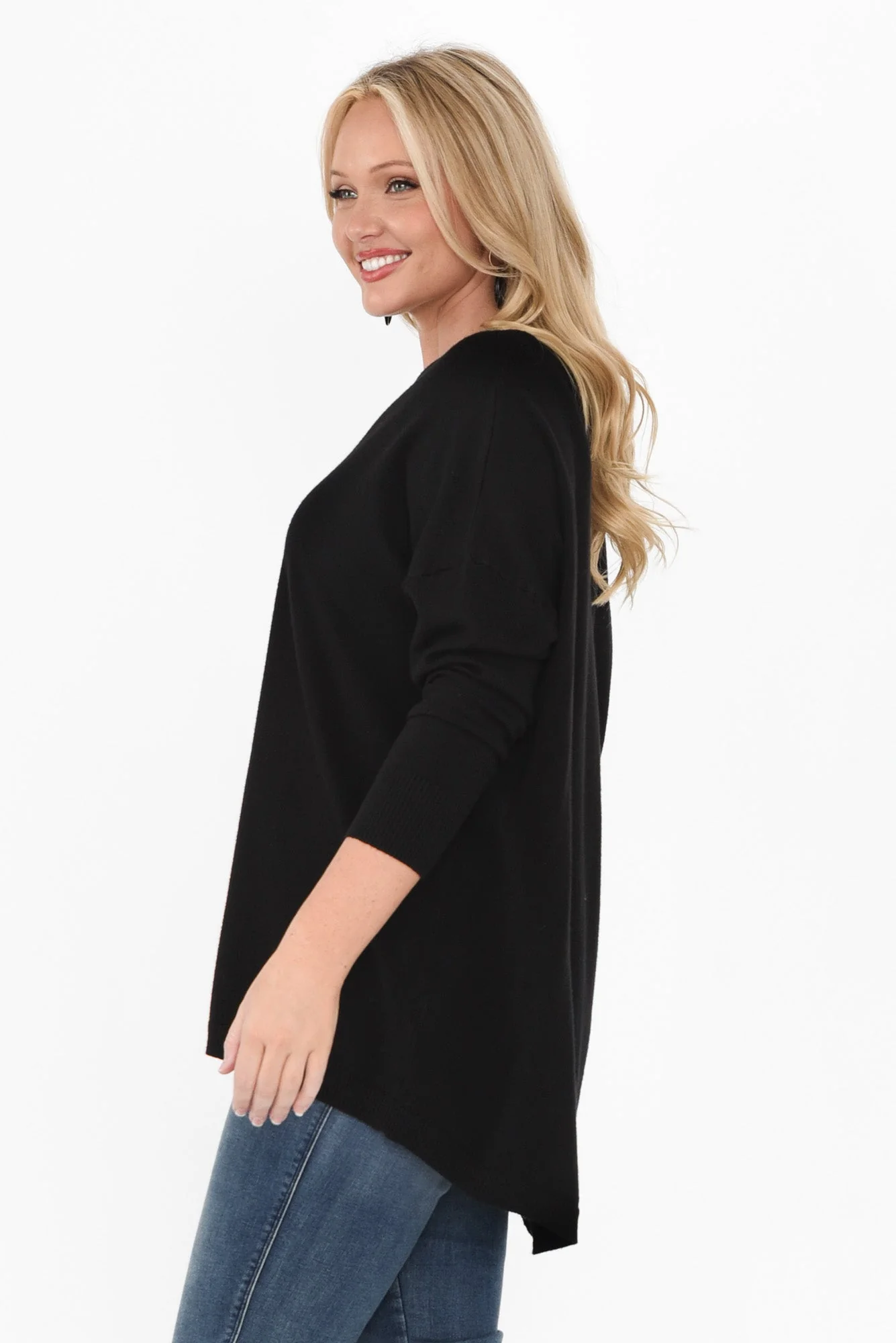 Meryl Black Wool Blend Drape Jumper - Image 10