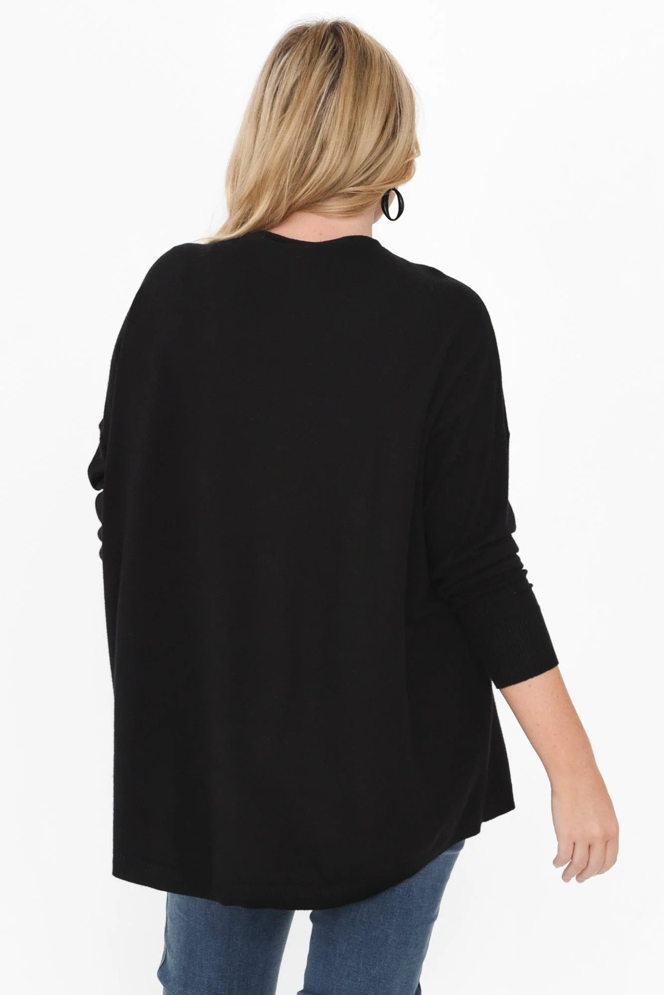 Meryl Black Wool Blend Drape Jumper - Image 11