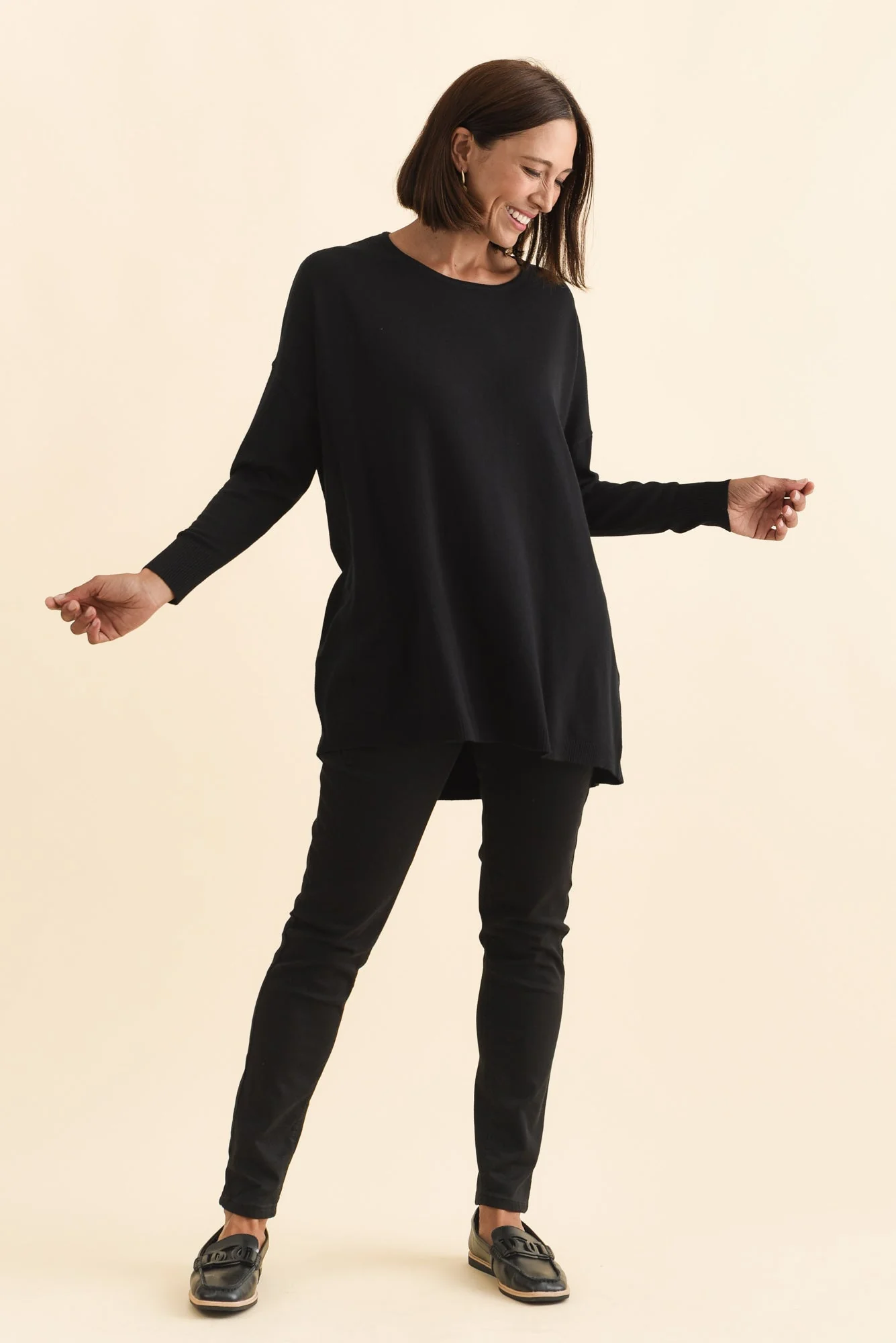 Meryl Black Wool Blend Drape Jumper - Image 7