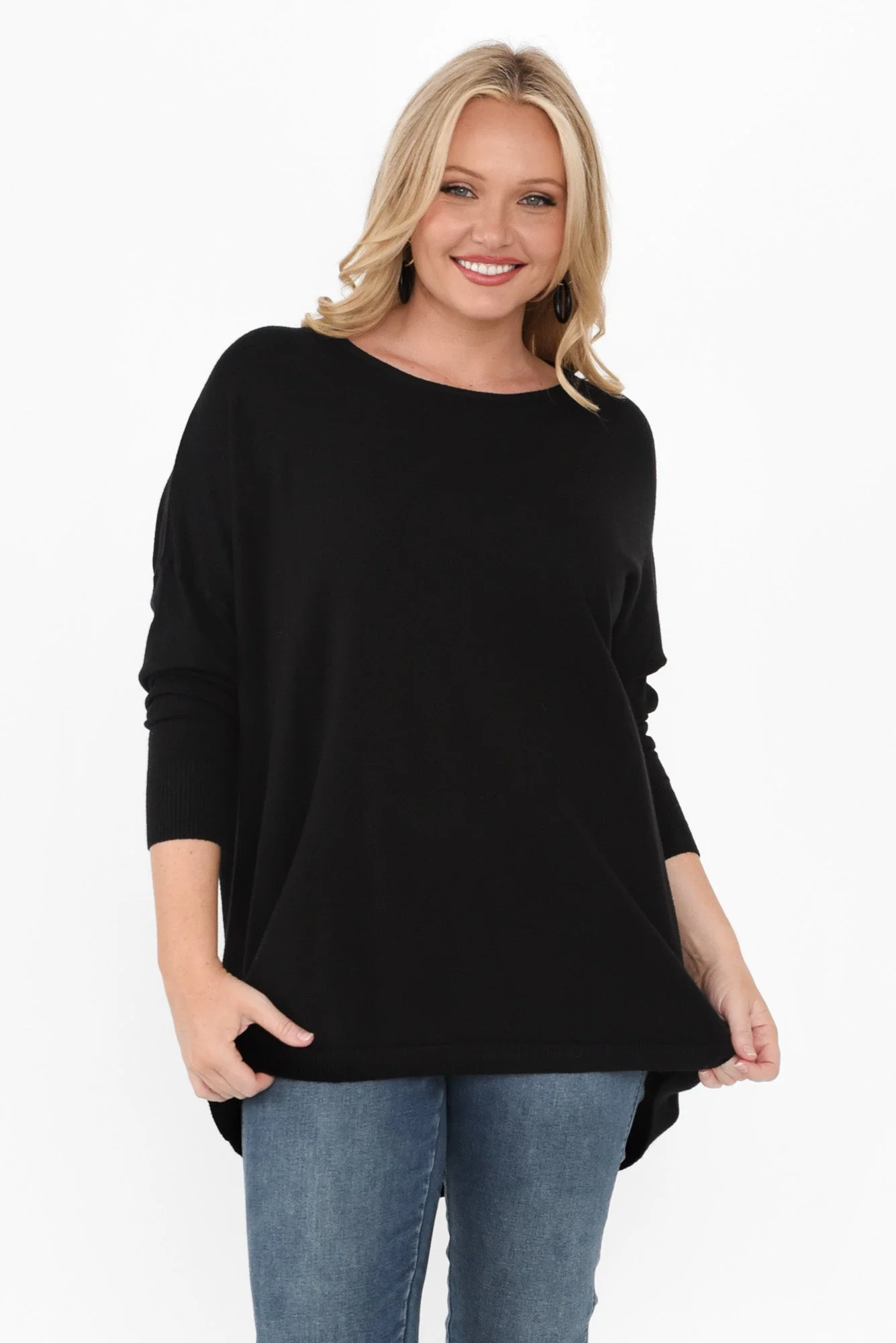 Meryl Black Wool Blend Drape Jumper - Image 8