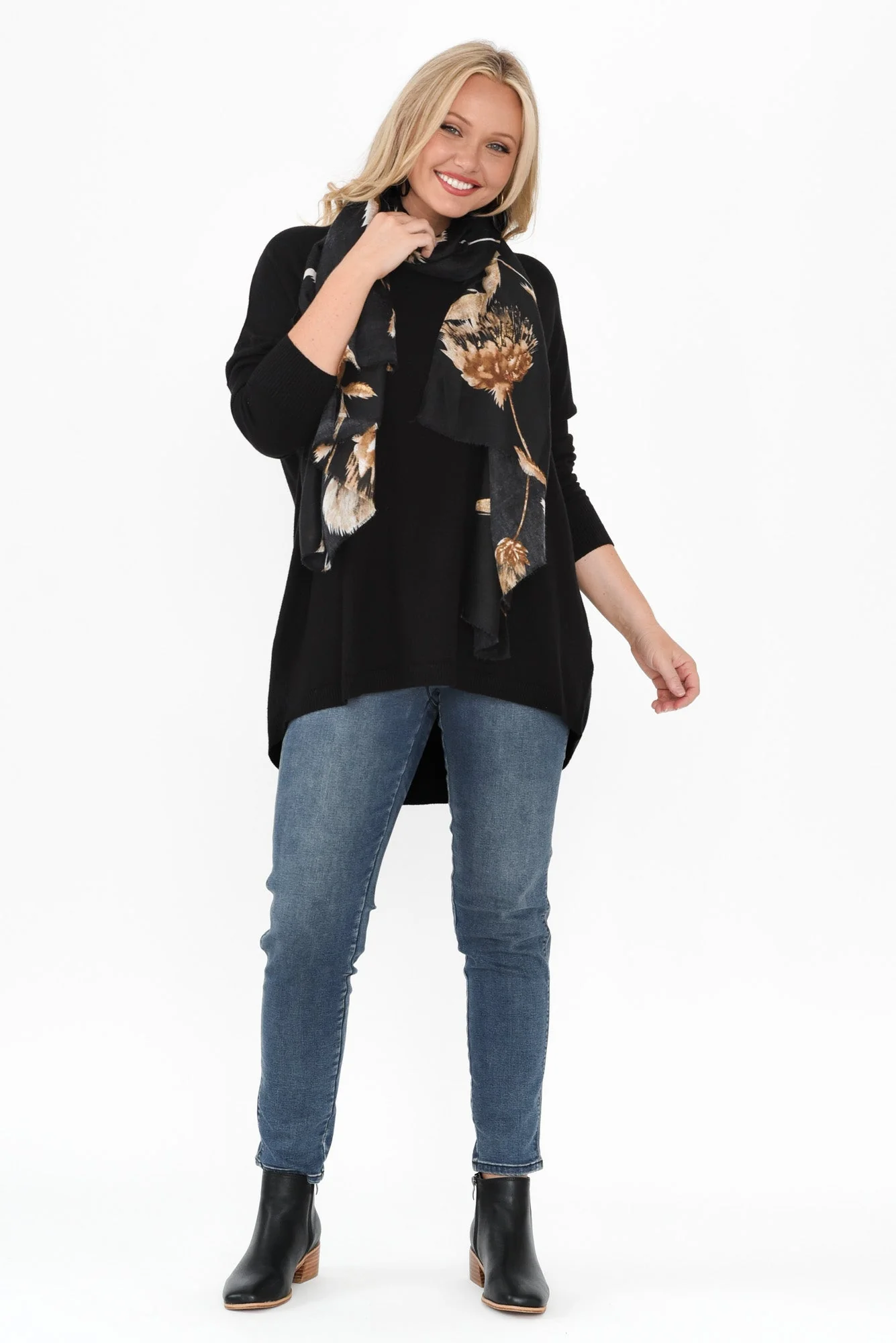 Meryl Black Wool Blend Drape Jumper - Image 9