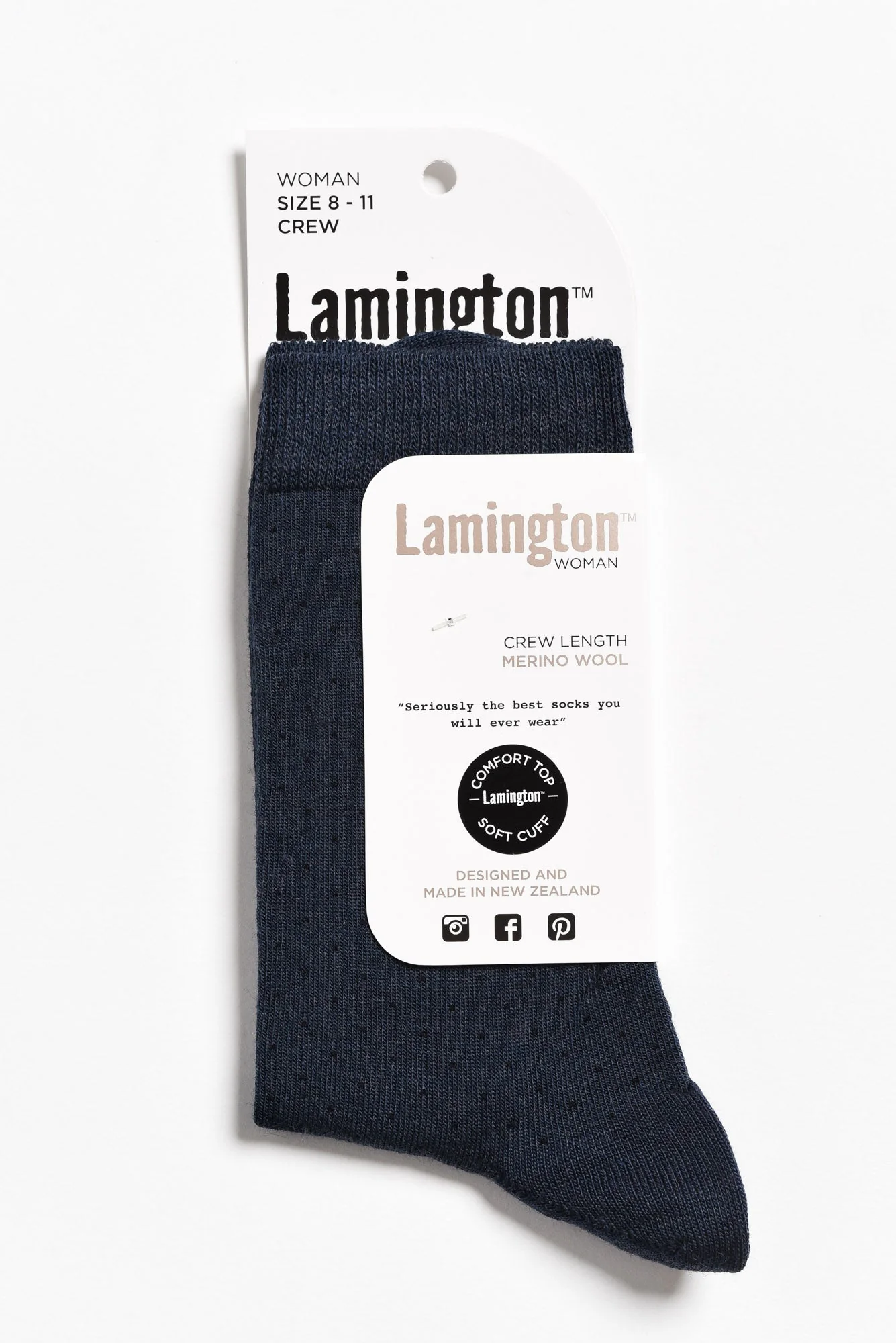 Midnight Merino Wool Soft Cuff Crew Socks - Image 2