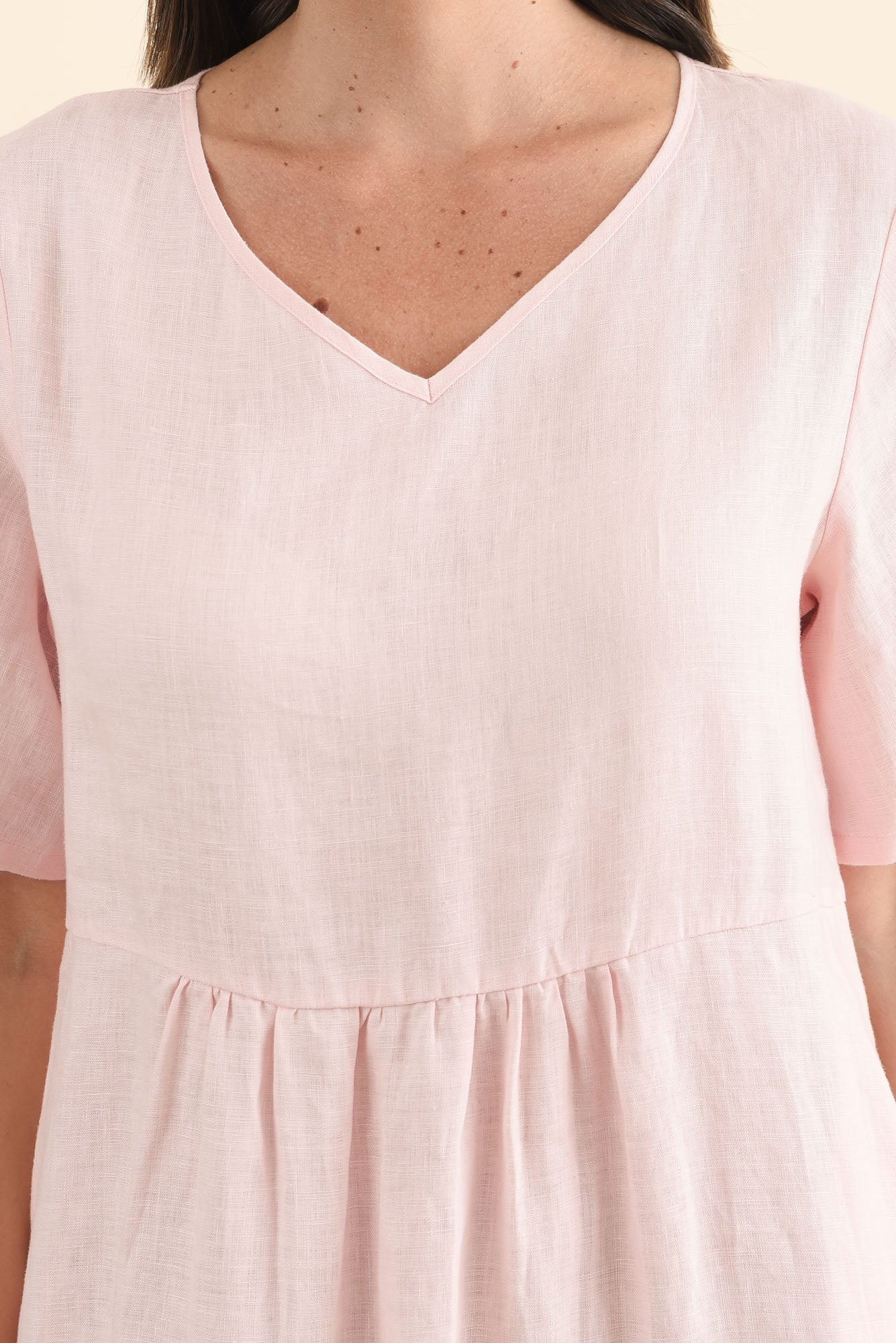 Miller Blush Linen Tiered Dress - Image 6