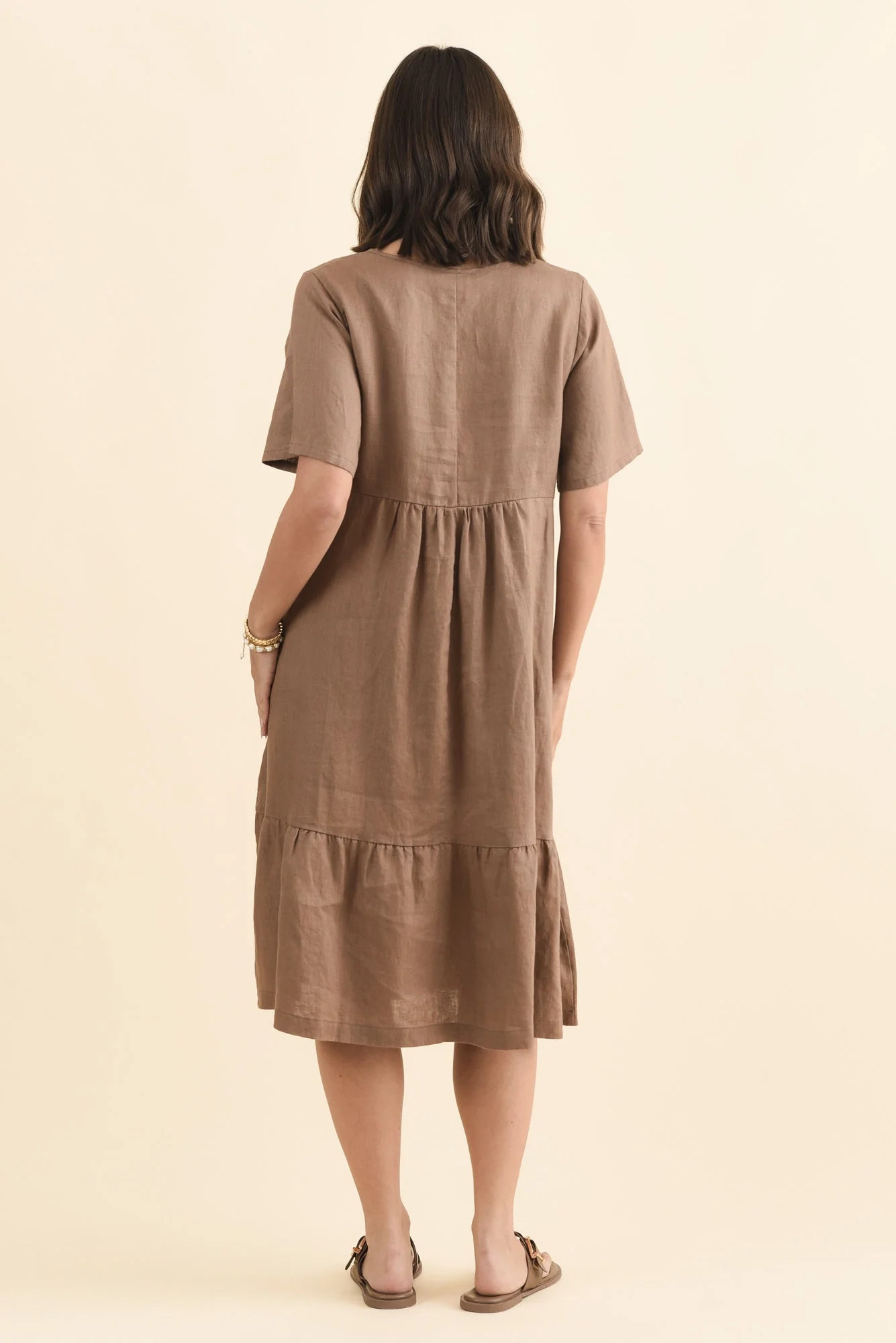 Miller Mocha Linen Tiered Dress - Image 5