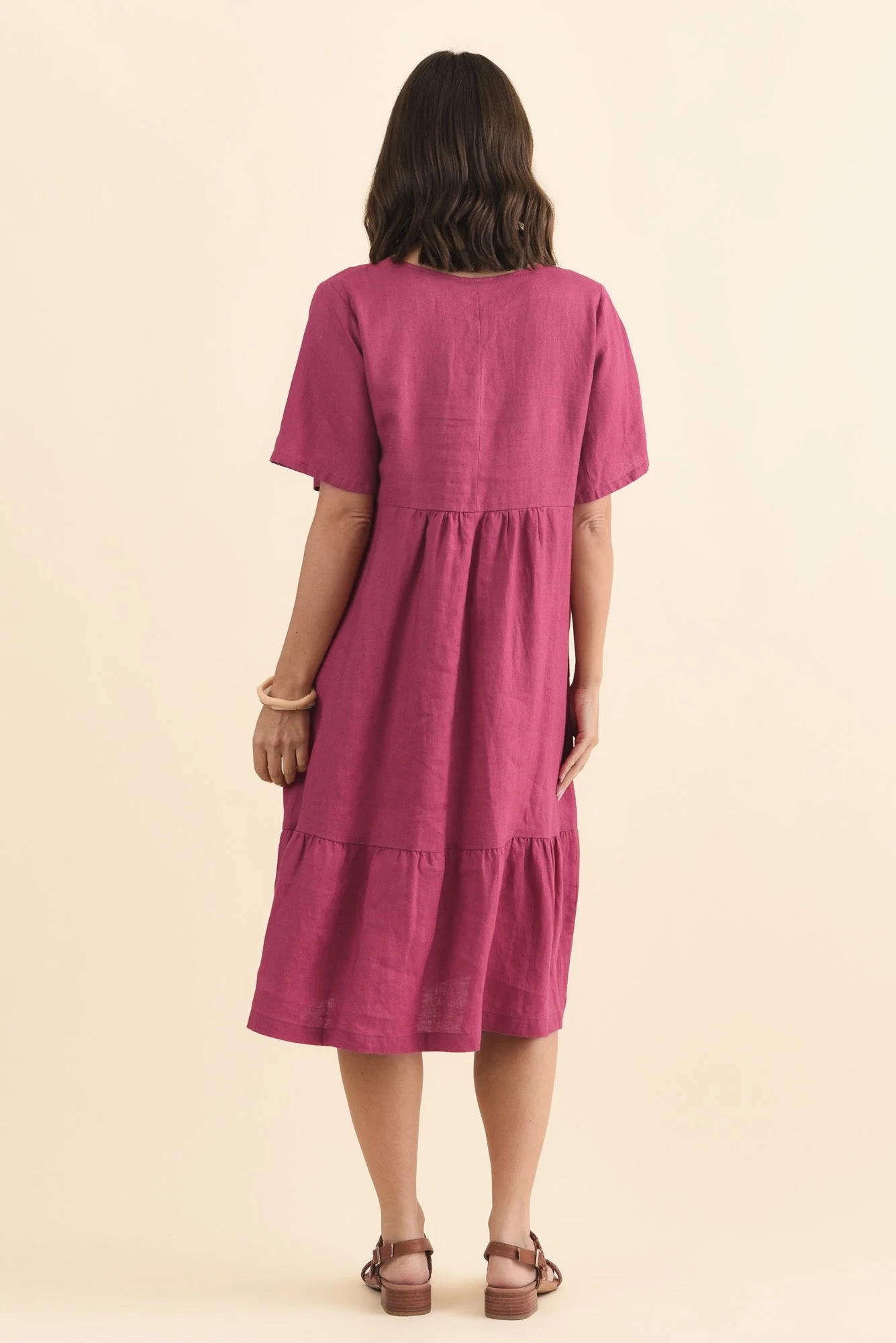 Miller Pink Linen Tiered Dress - Image 5