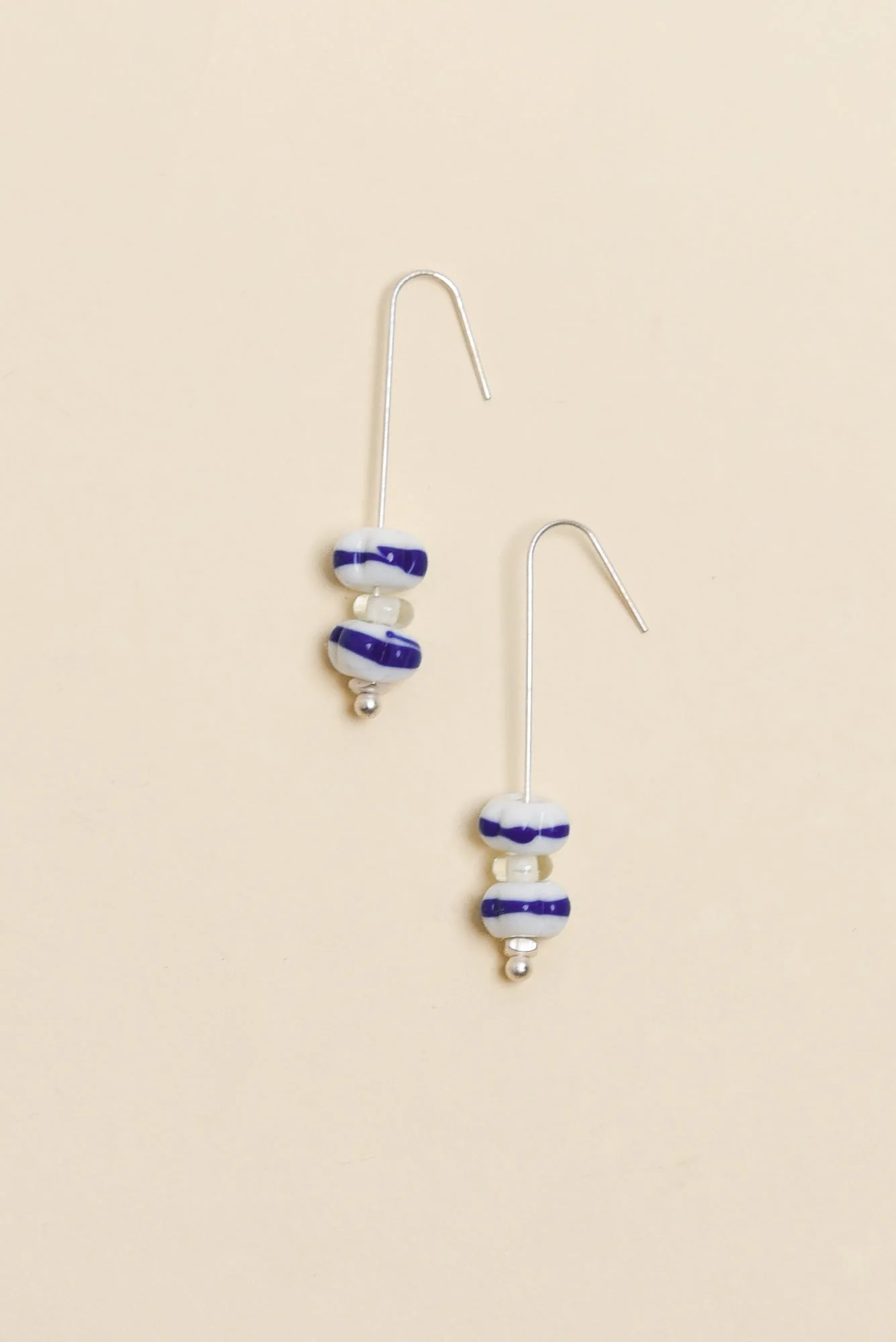 Mira Blue Glass Beaded Hook Earrings