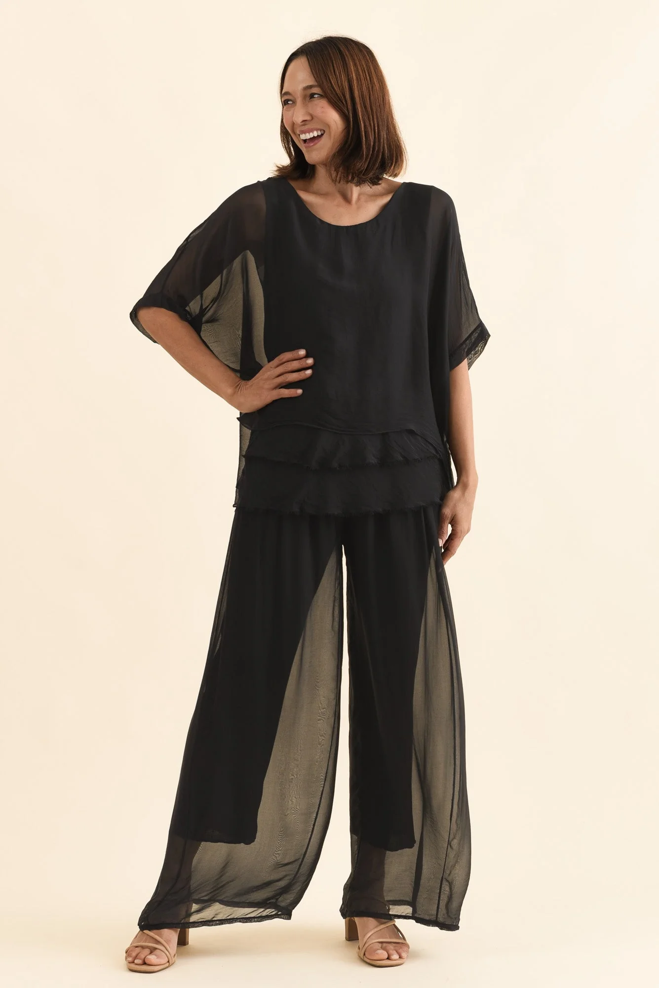 Mora Black Silk Layer Pants - Image 7