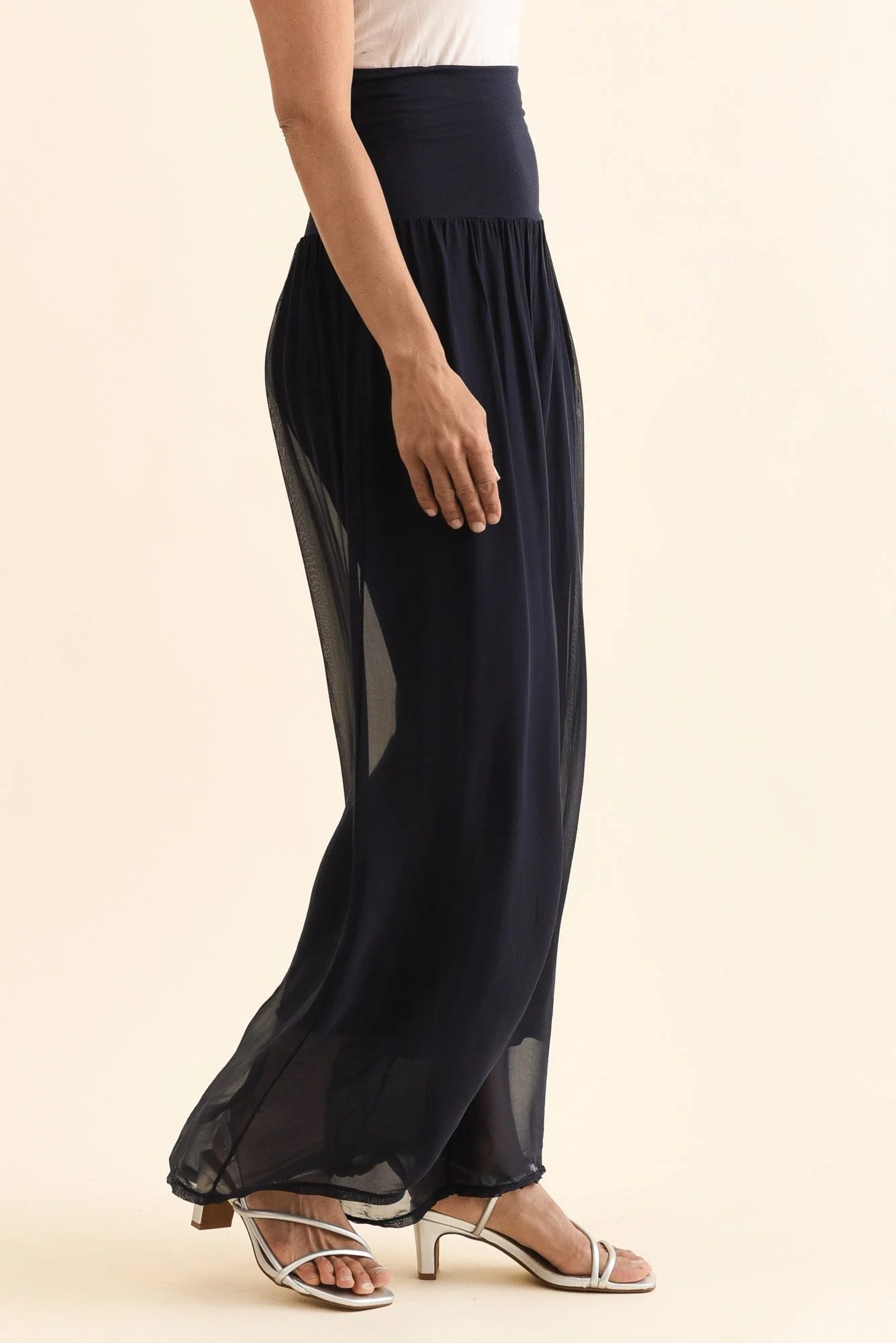 Mora Navy Silk Layer Pants - Image 3