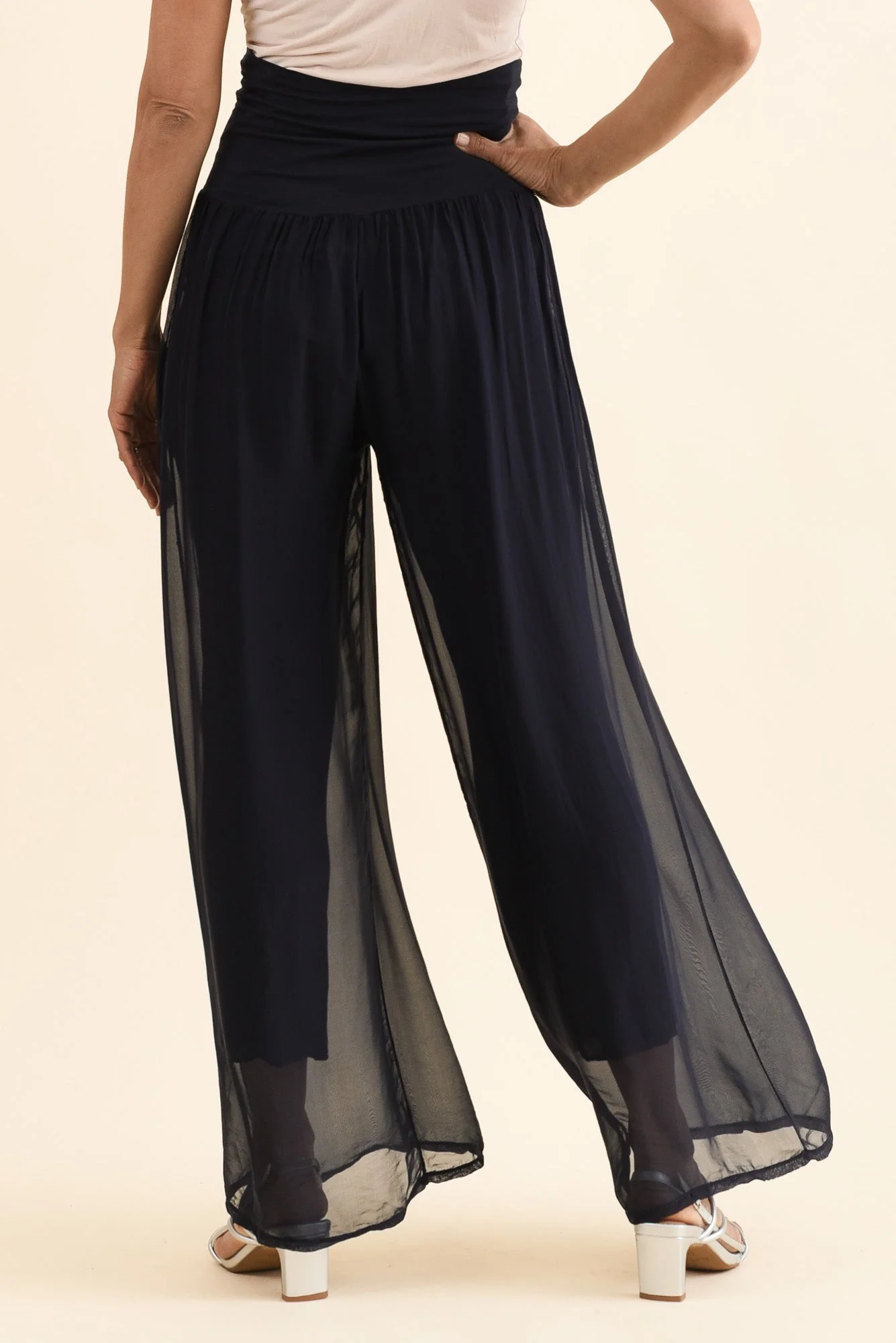 Mora Navy Silk Layer Pants - Image 4