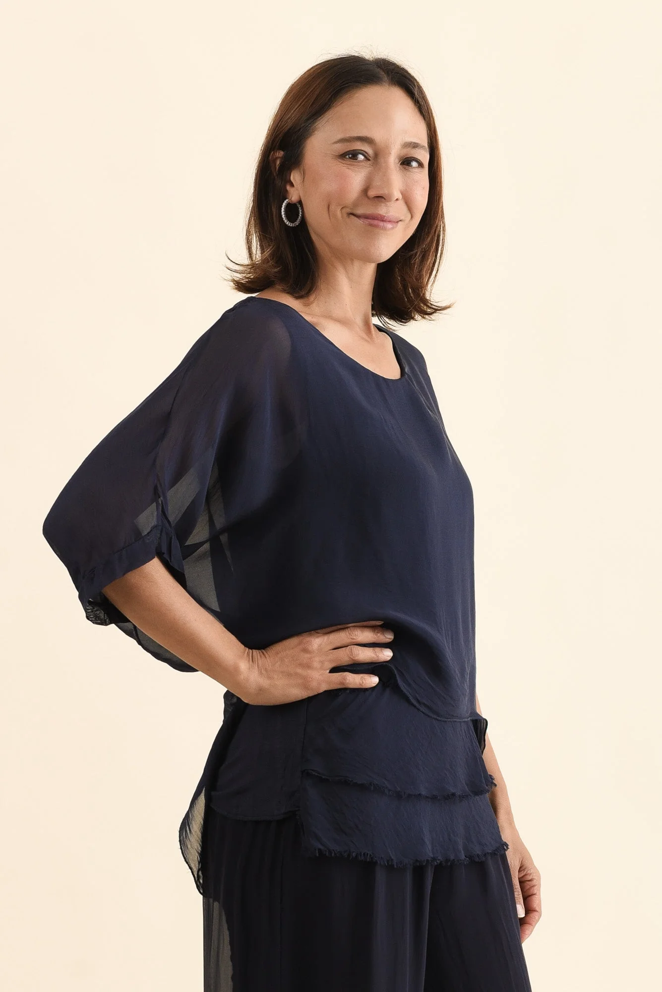 Myers Navy Silk Layer Top - Image 2