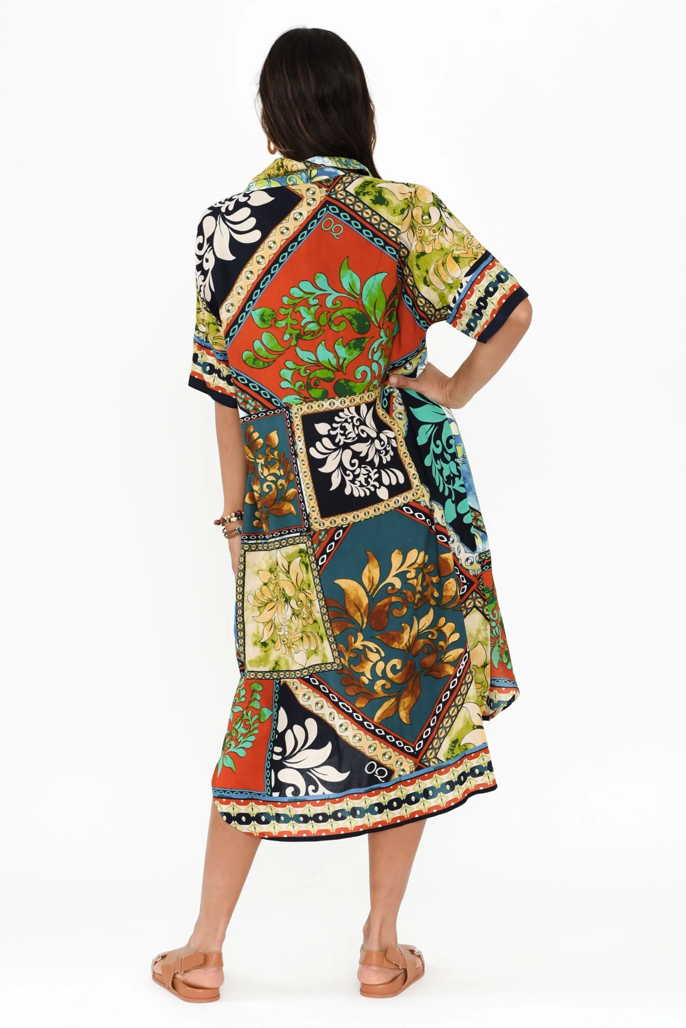 Myrtle Blue Mosaic Shirt Dress - Image 4