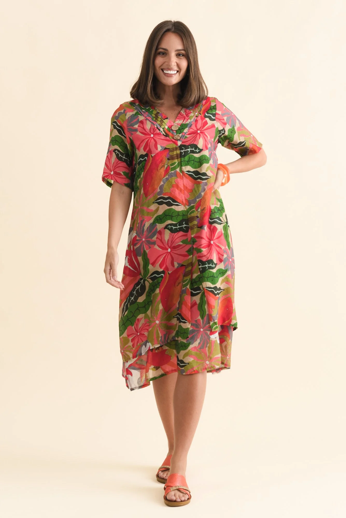 Nala Pink Hibiscus Layers Dress - Image 2