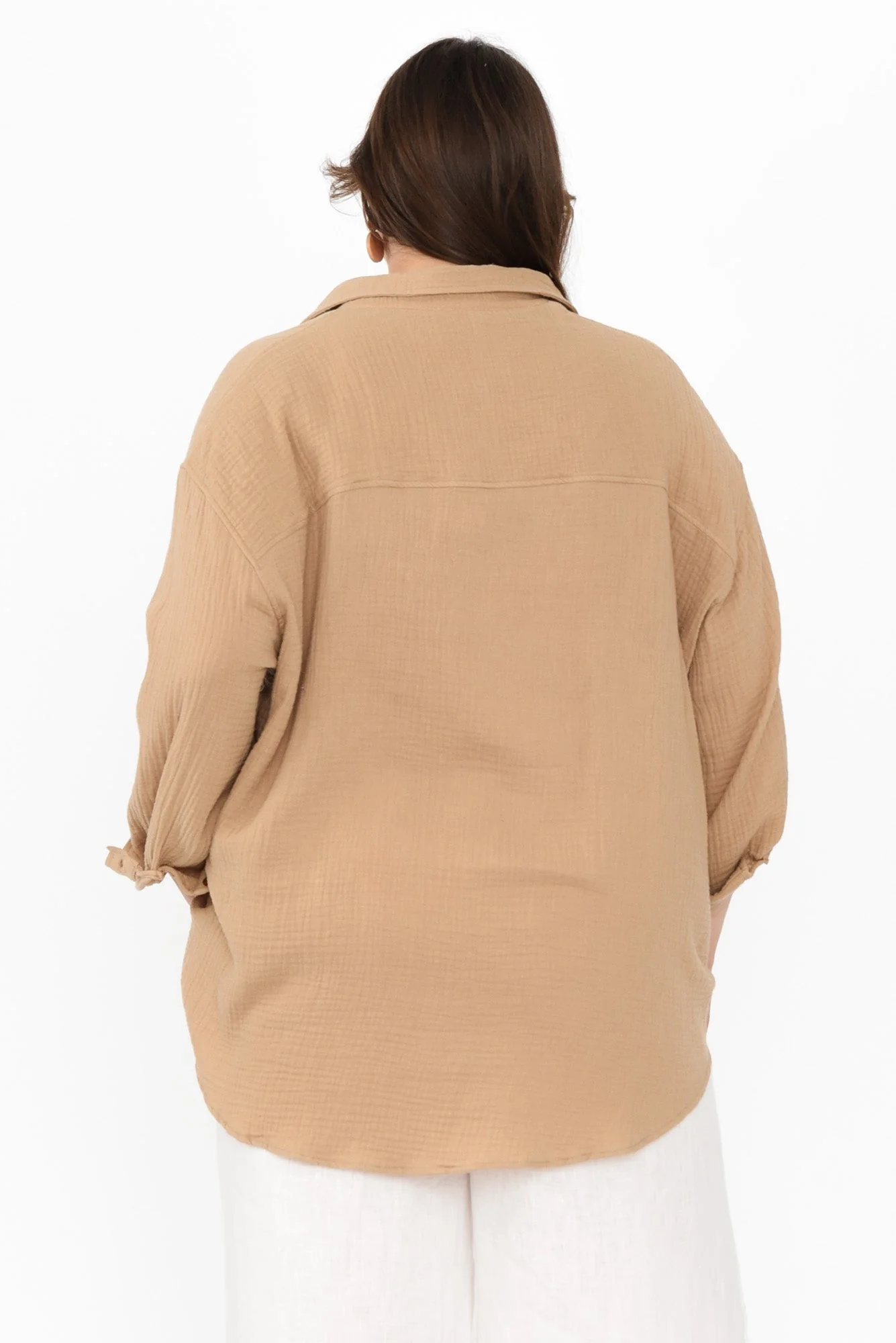 Natalia Beige Cotton Cheesecloth Shirt - Image 10