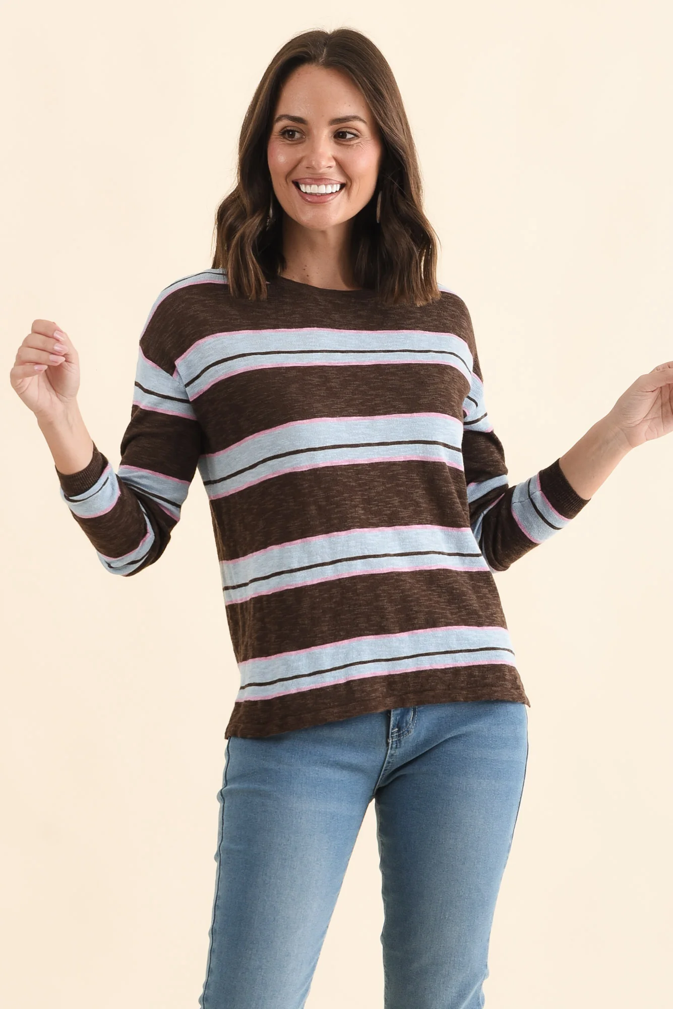 Natasha Mocha Stripe Knit Top