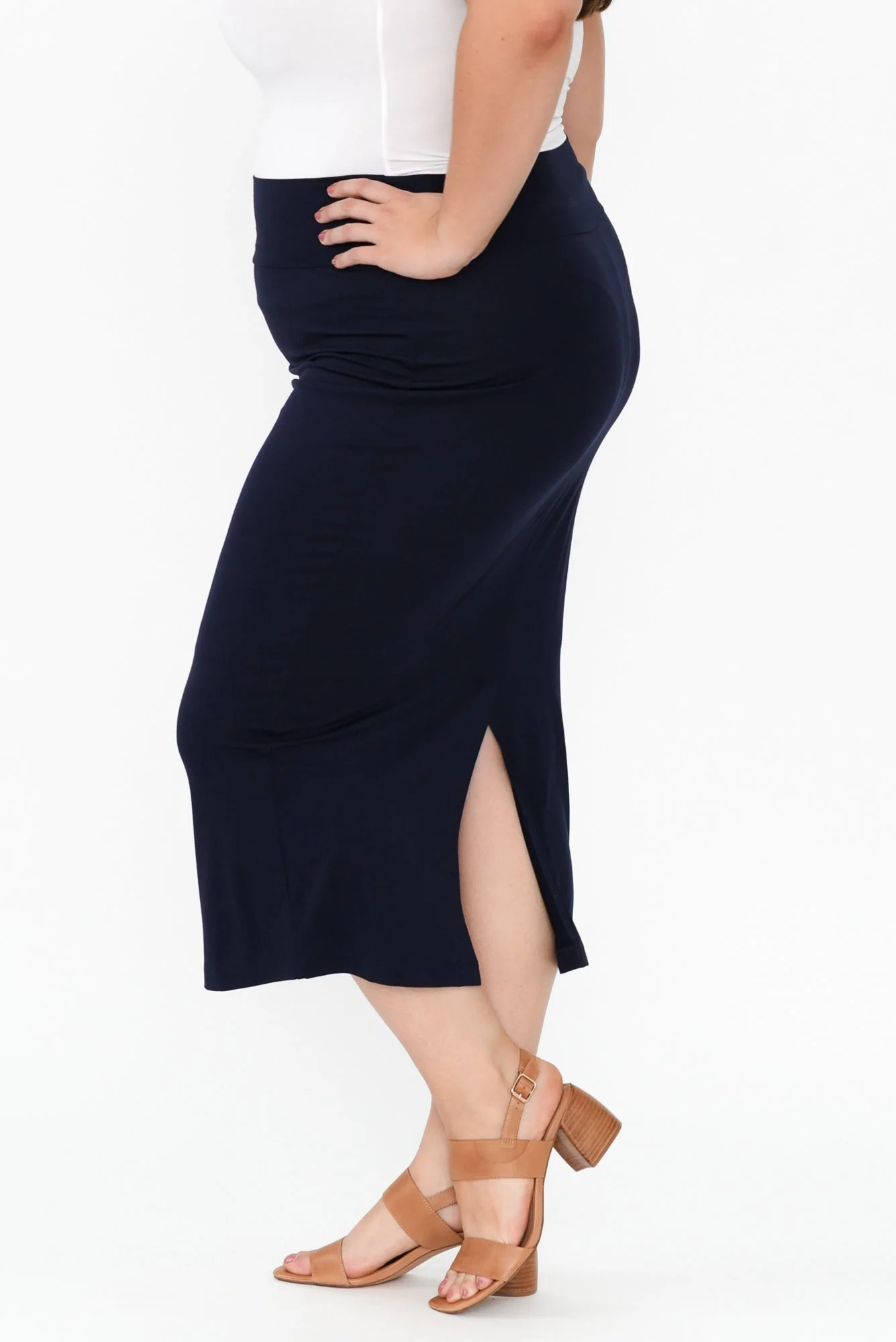 Navy Bamboo Maxi Tube Skirt - Image 12
