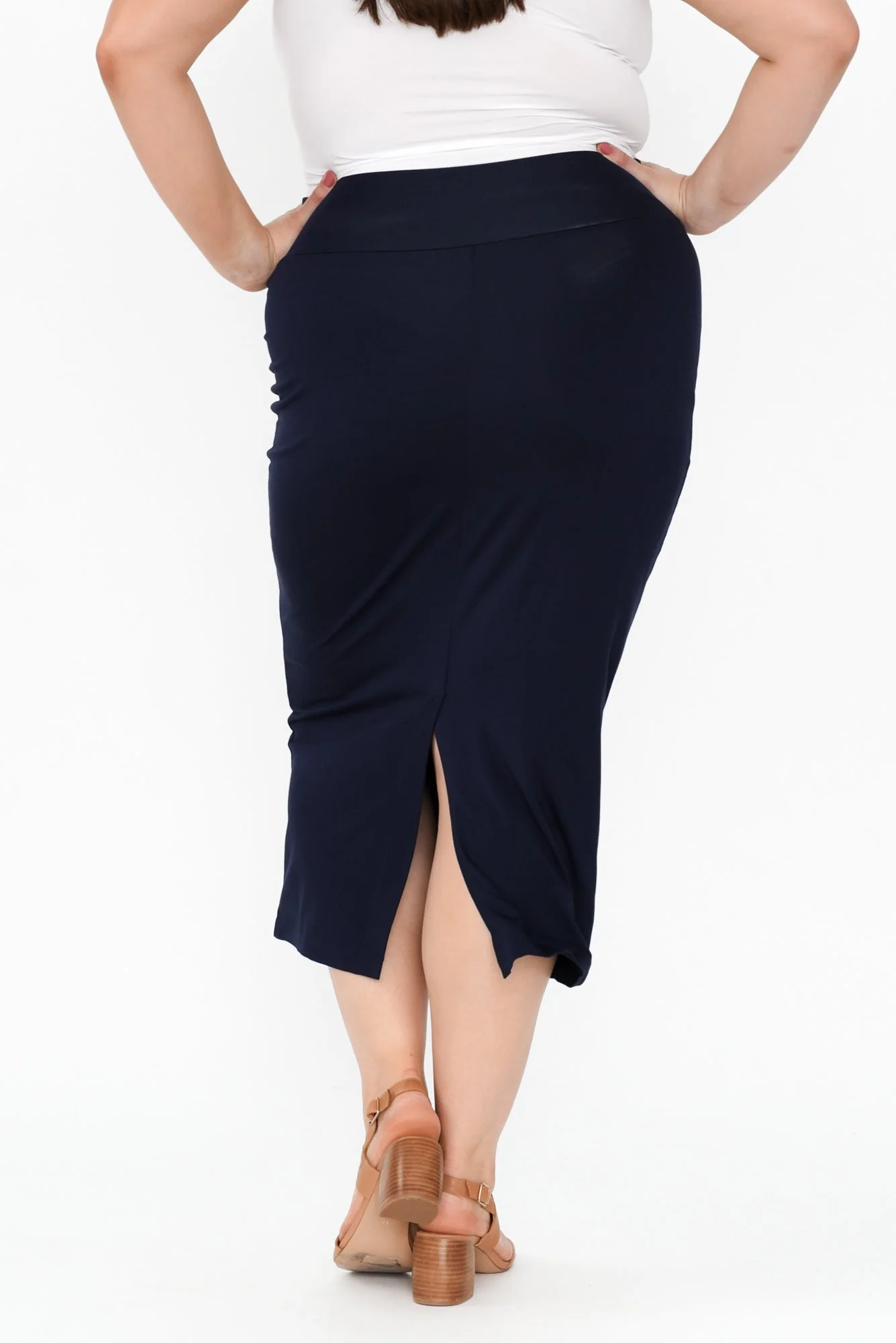Navy Bamboo Maxi Tube Skirt - Image 13