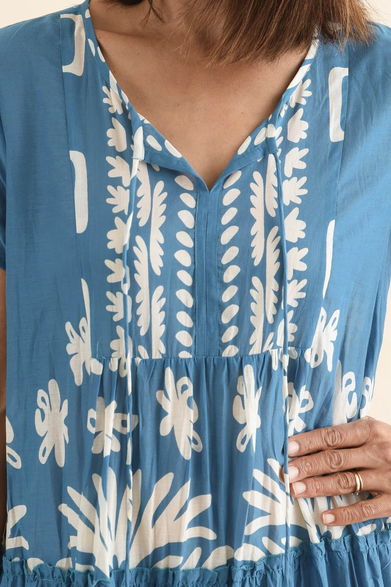 Nona Blue Beach Crinkle Cotton Maxi Dress - Image 5