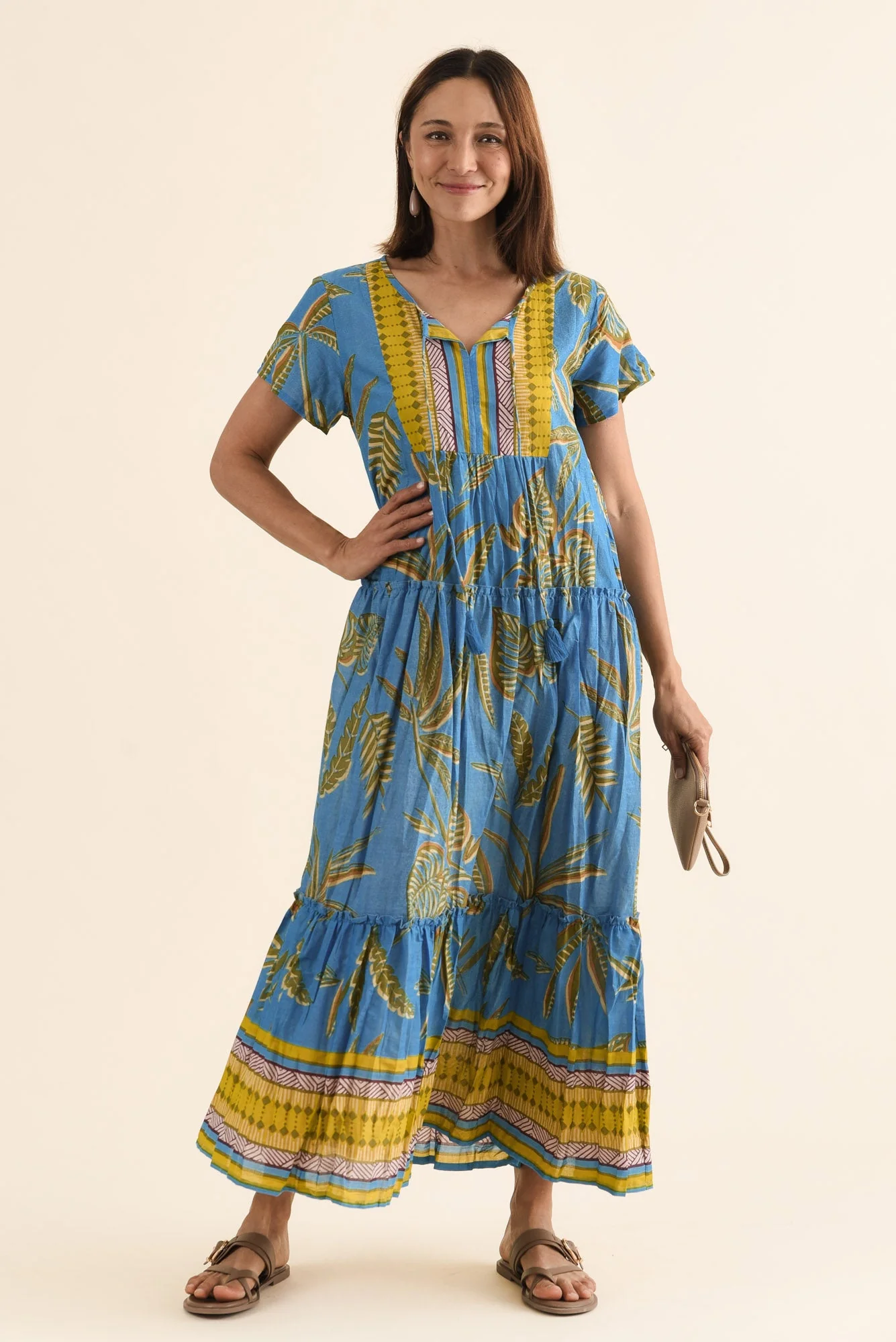 Nona Blue Island Crinkle Cotton Maxi Dress - Image 2
