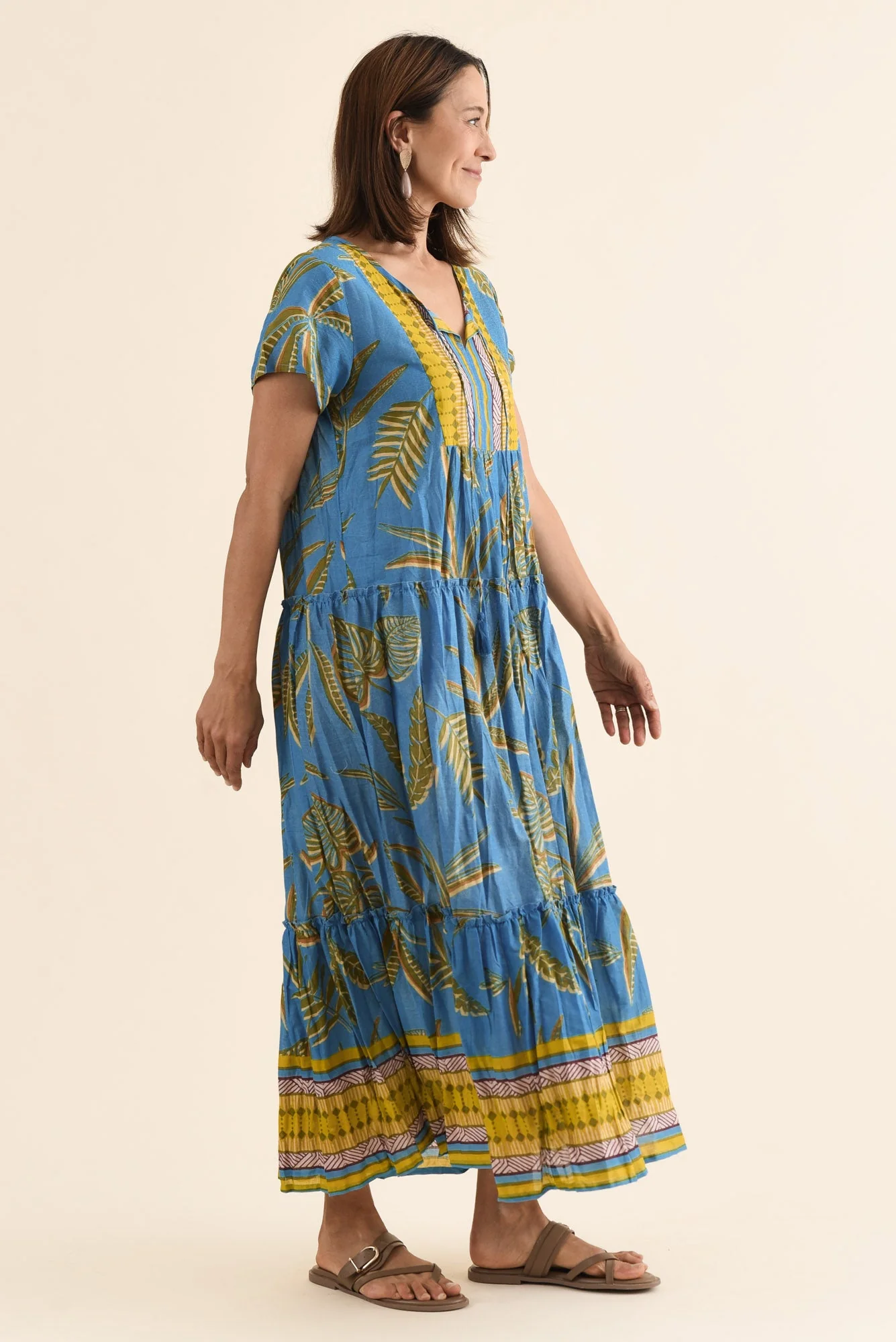 Nona Blue Island Crinkle Cotton Maxi Dress - Image 3
