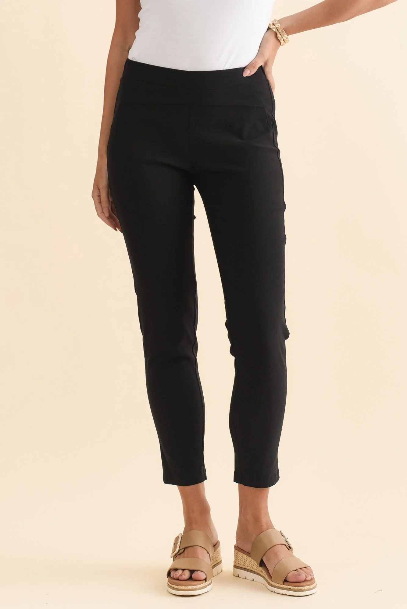 Olympia Black Straight 7/8 Pants