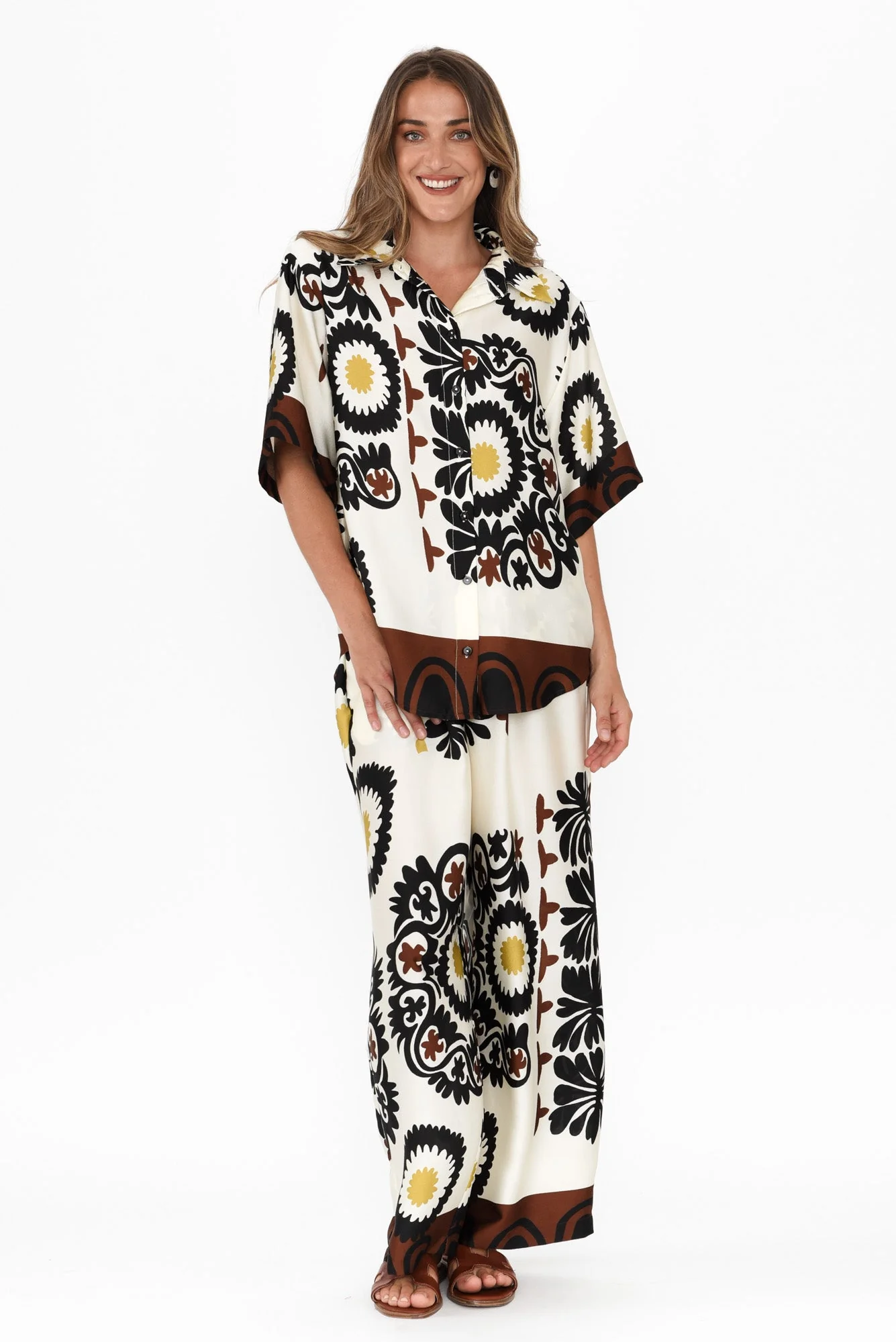 Playa Cream Abstract Collared Shirt - Image 3